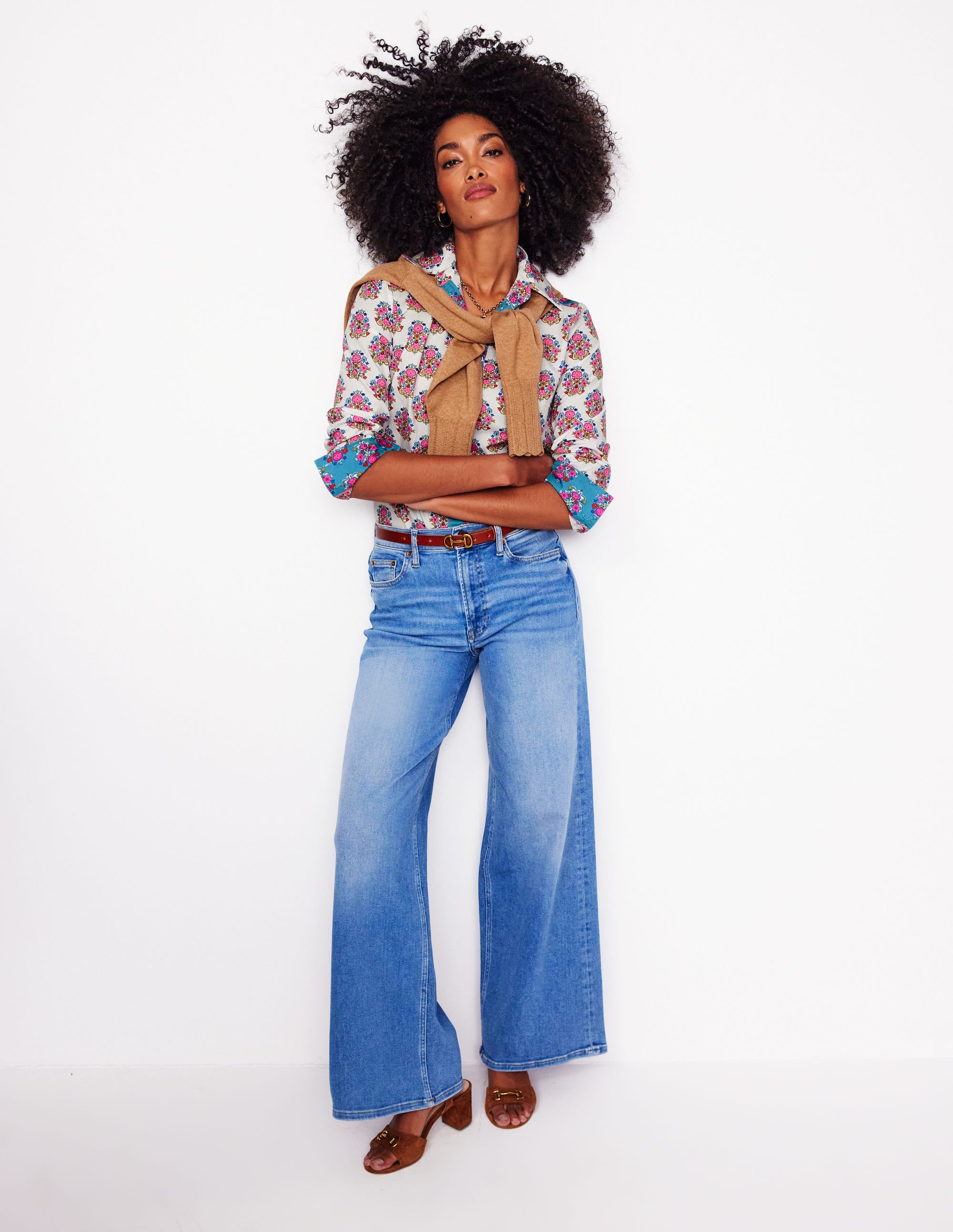 Sienna Cotton Shirt-Ivory, Wildflower Stamp - Image 4