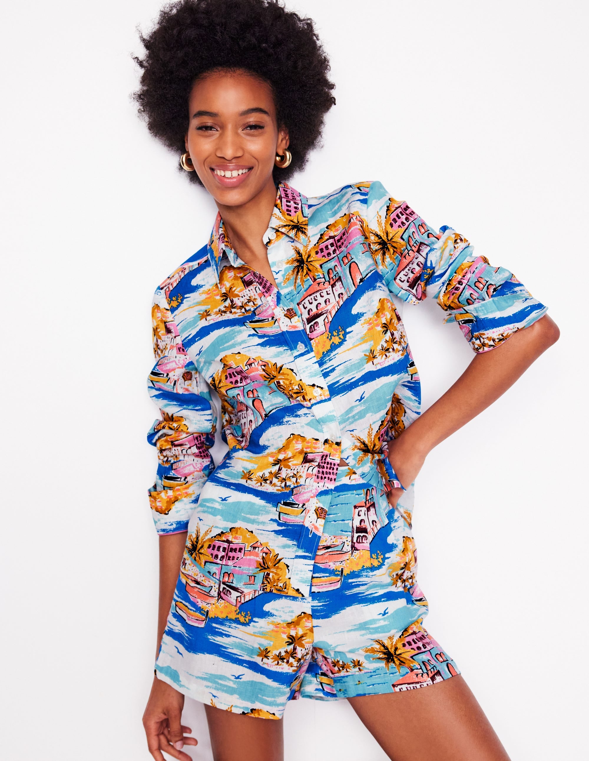 Sienna Linen Shirt-Multi, Paradise Bay - Image 1