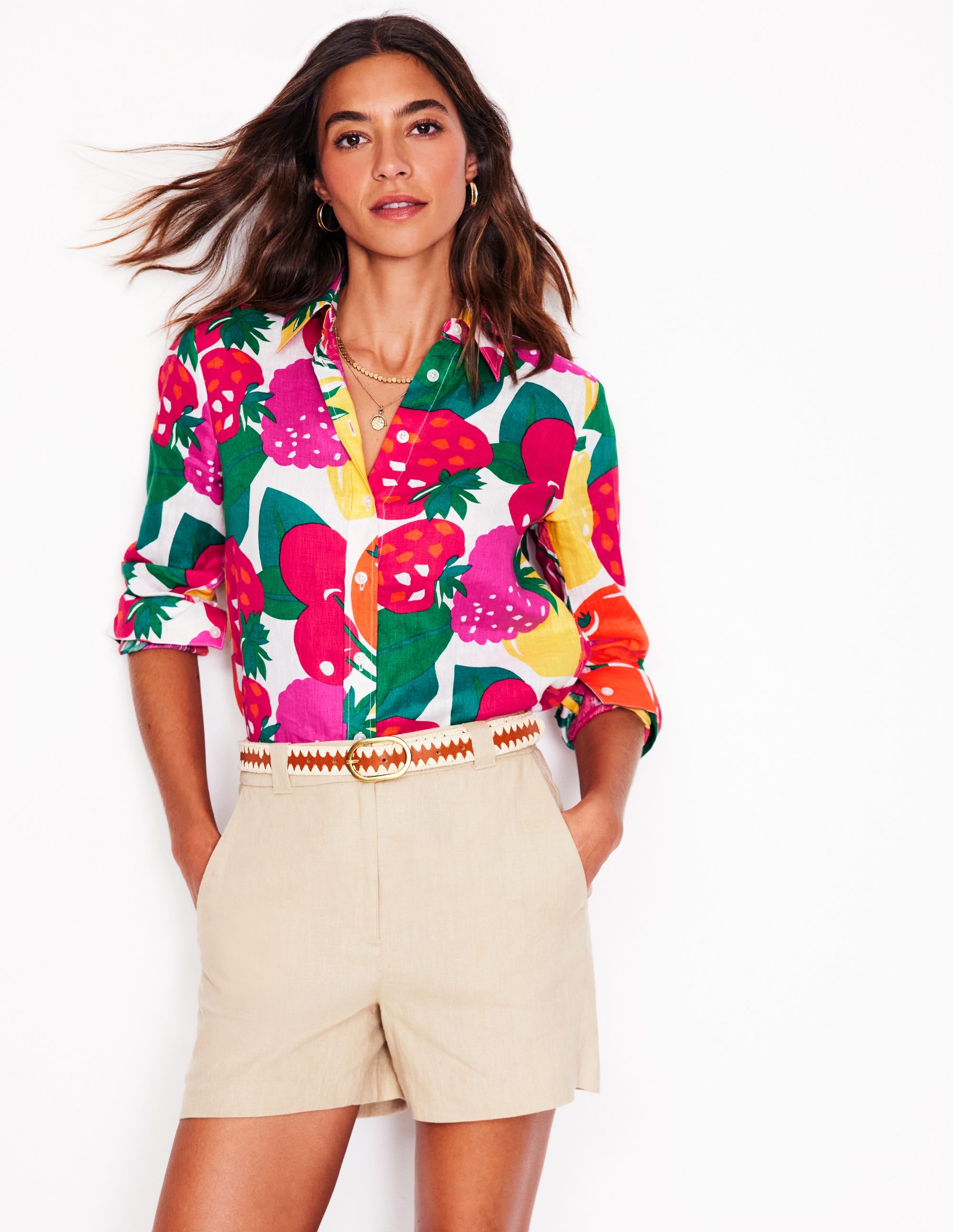 Sienna Linen Shirt-Multi, Summer Fruits - Image 1