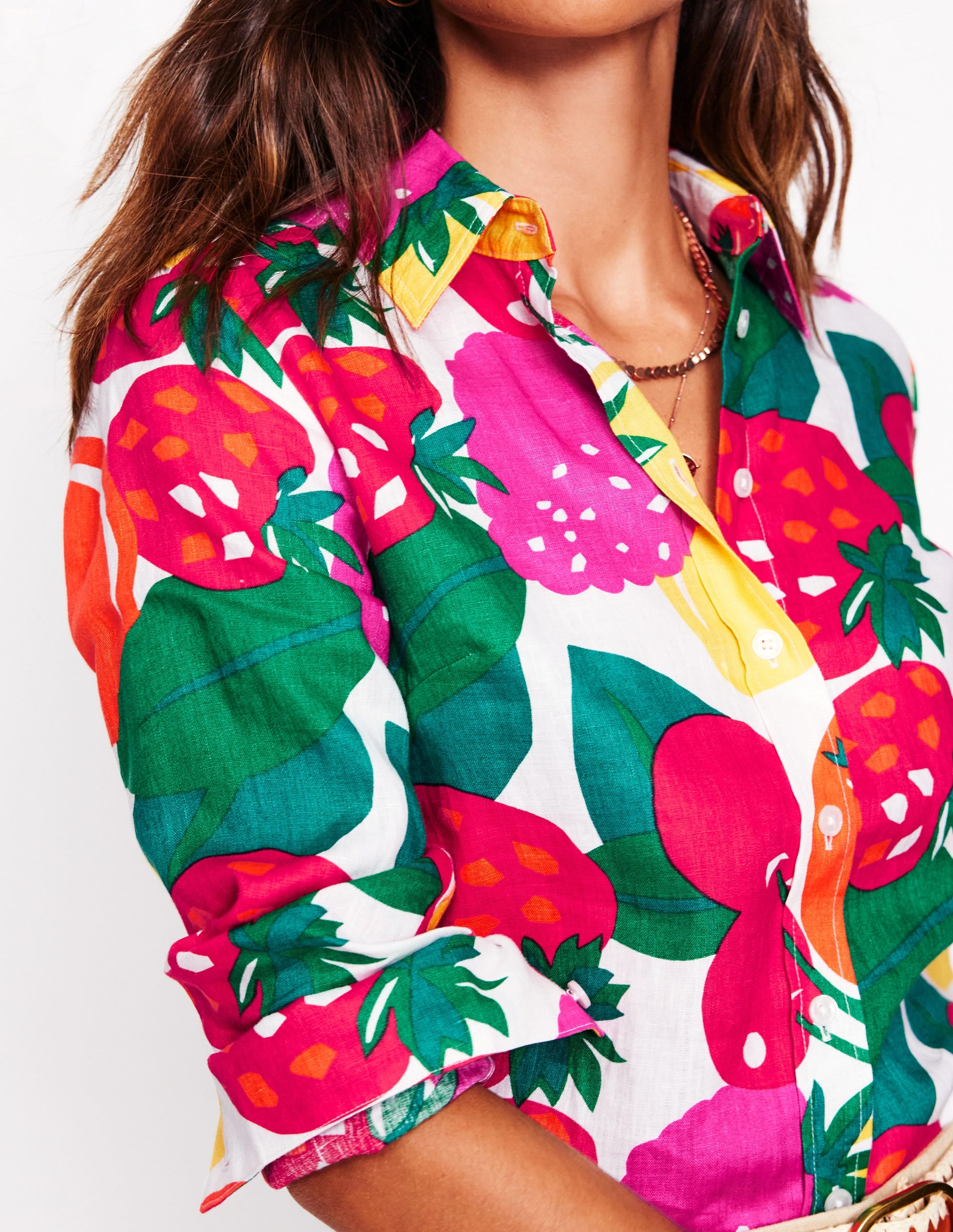 Sienna Linen Shirt-Multi, Summer Fruits - Image 2