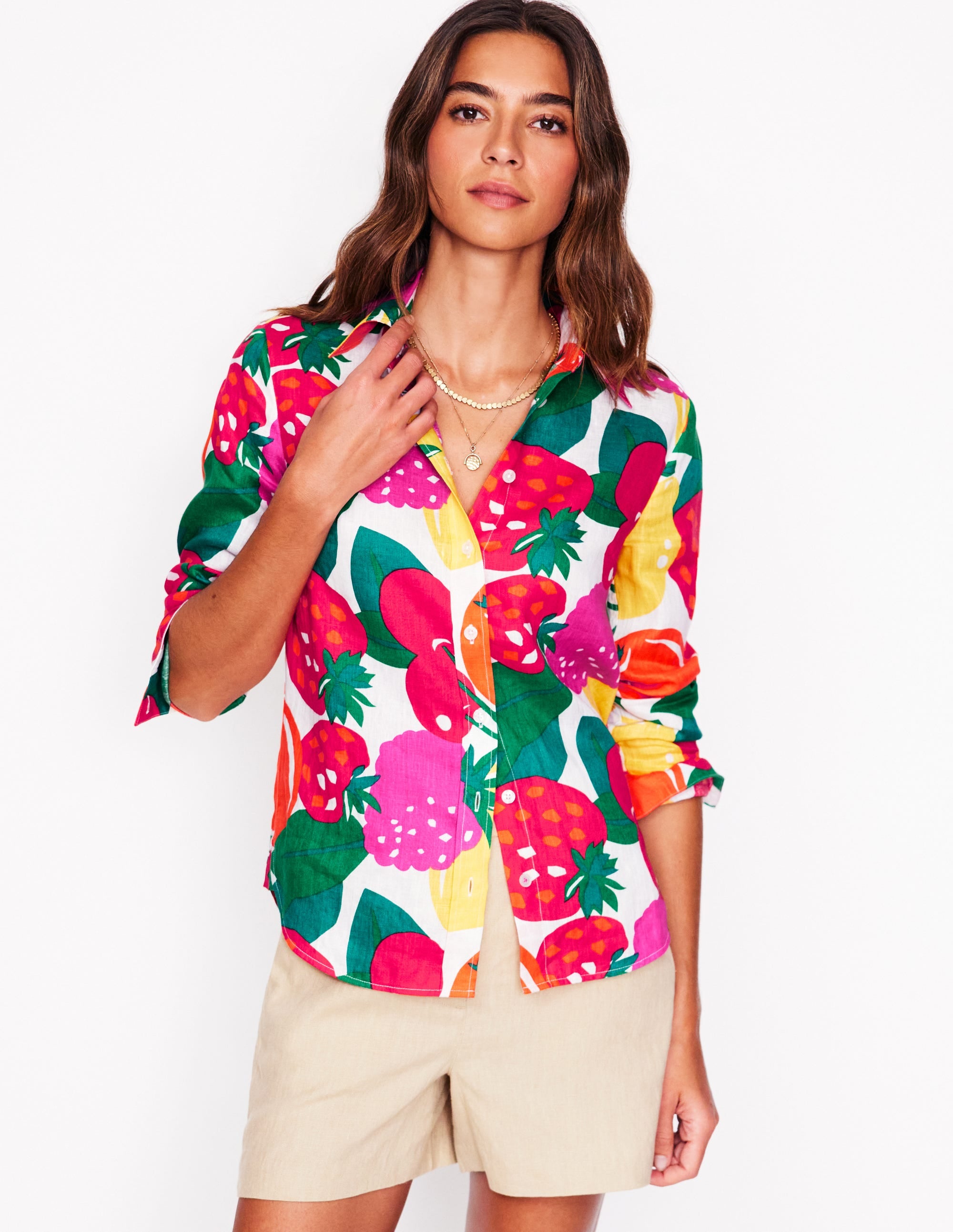 Sienna Linen Shirt-Multi, Summer Fruits - Image 5