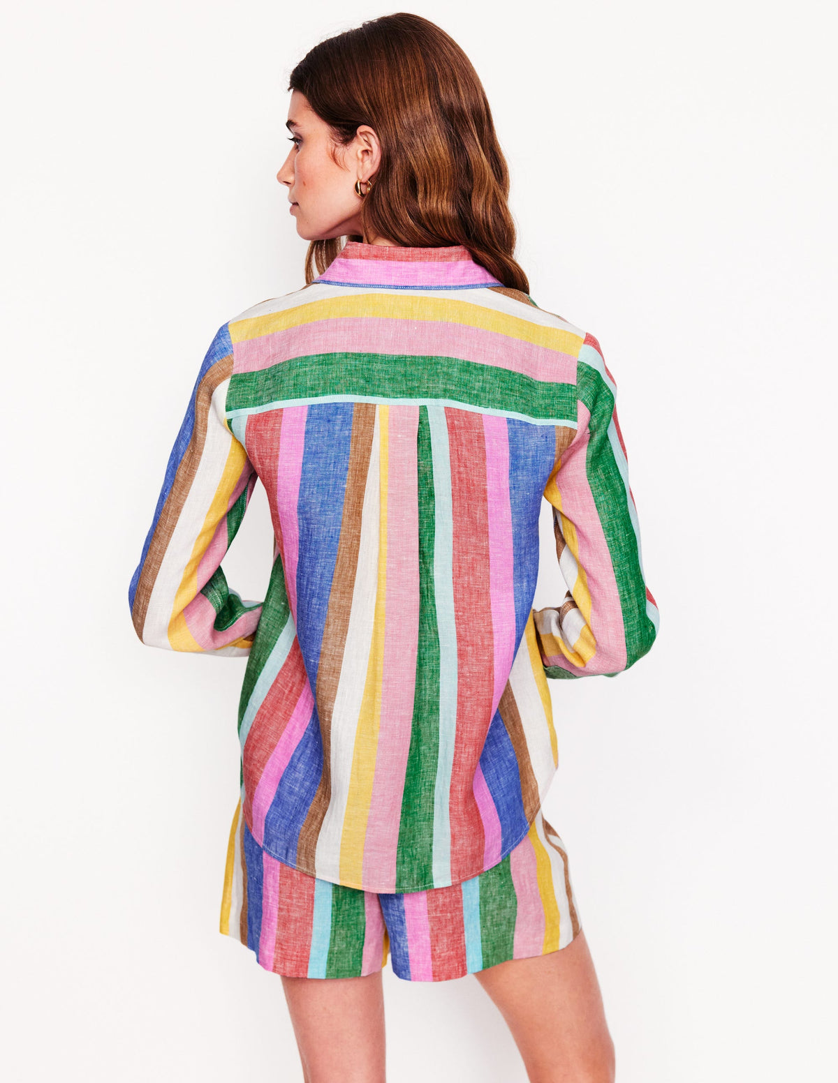 Sienna Linen Shirt-Bright Rainbow Stripe - Image 3