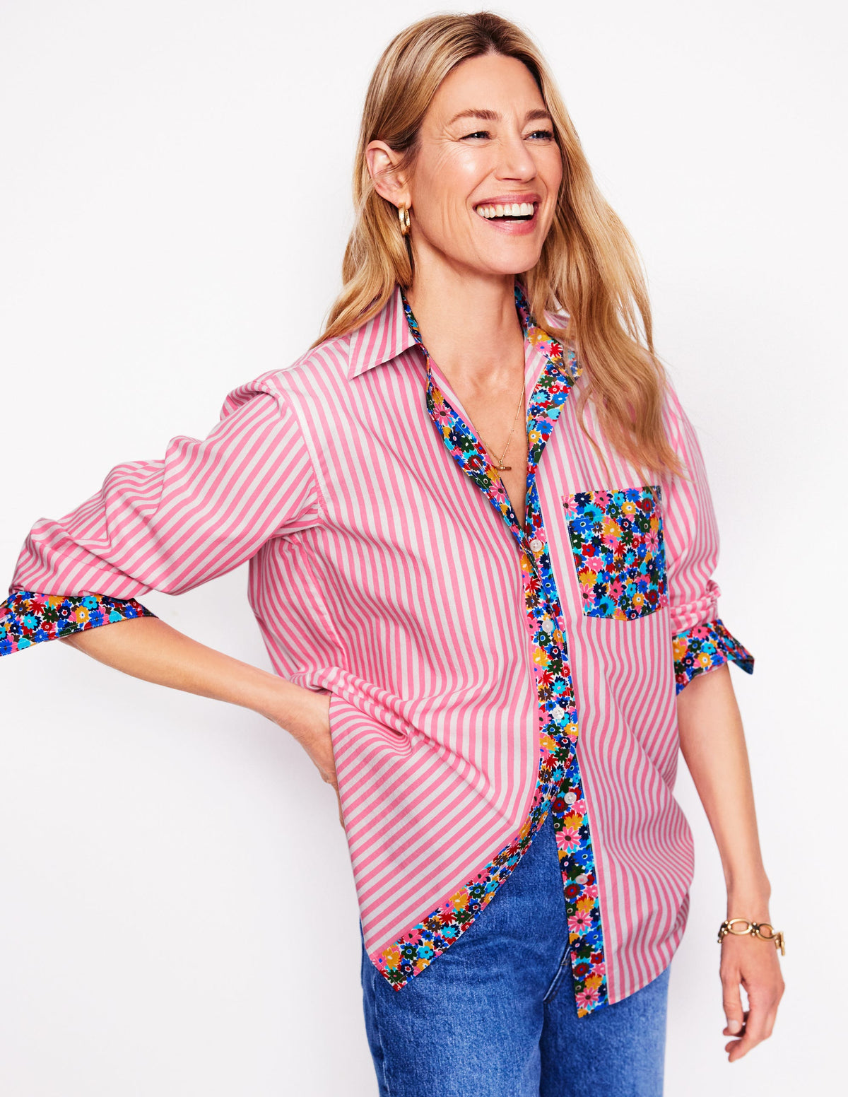 Sadie Relaxed Cotton Shirt-Multi, Paintbox Ditsy - Image 4