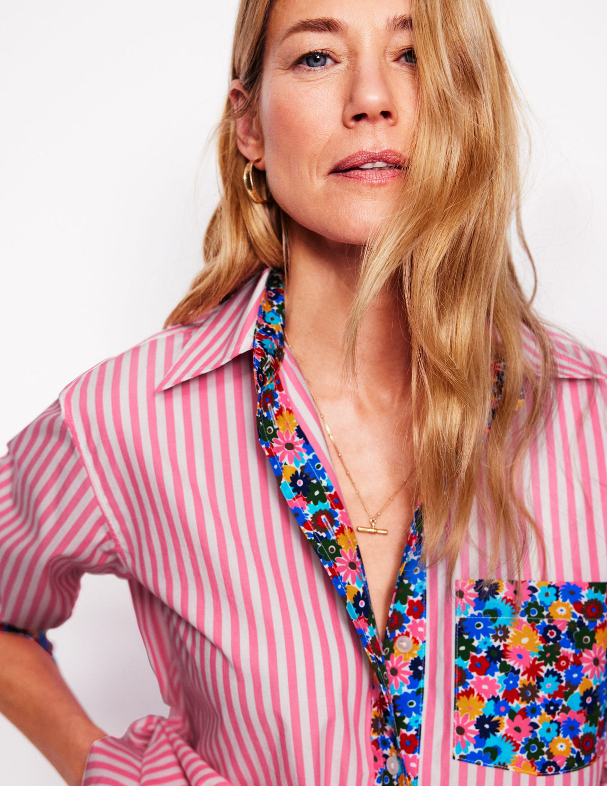 Sadie Relaxed Cotton Shirt-Multi, Paintbox Ditsy - Image 5