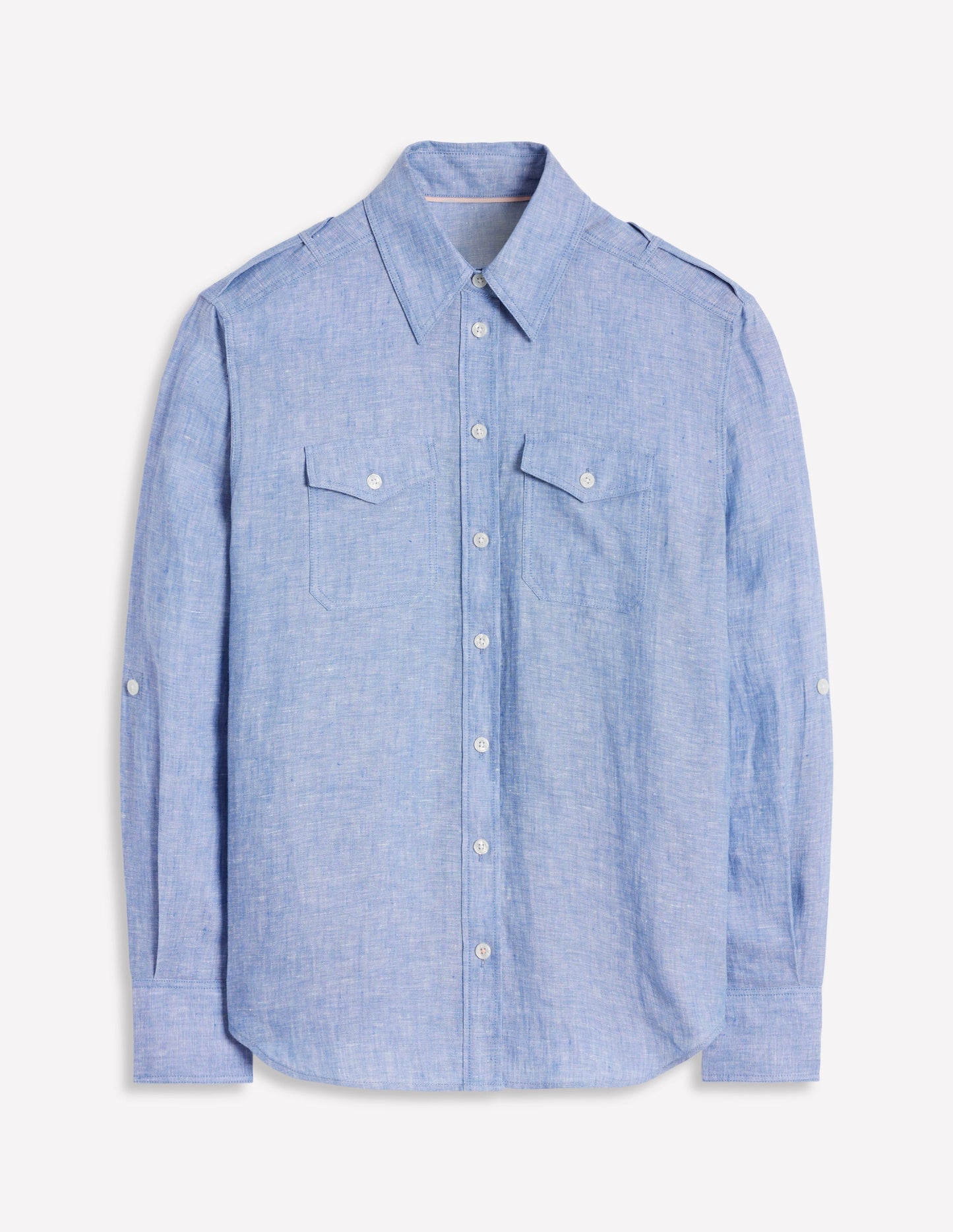 Longline Linen Safari Shirt-Chambray