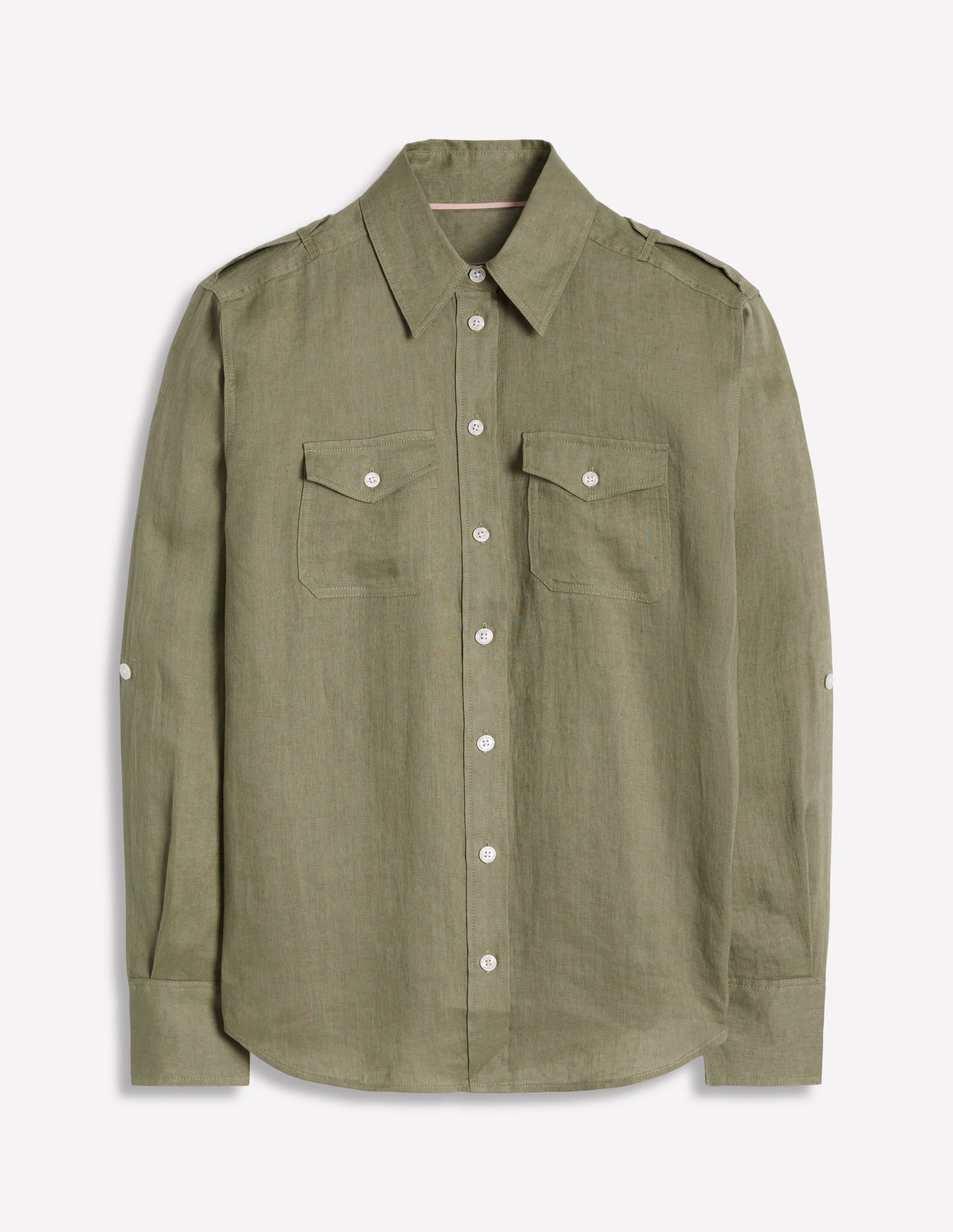 Longline Linen Safari Shirt-Larch Green | Boden USA