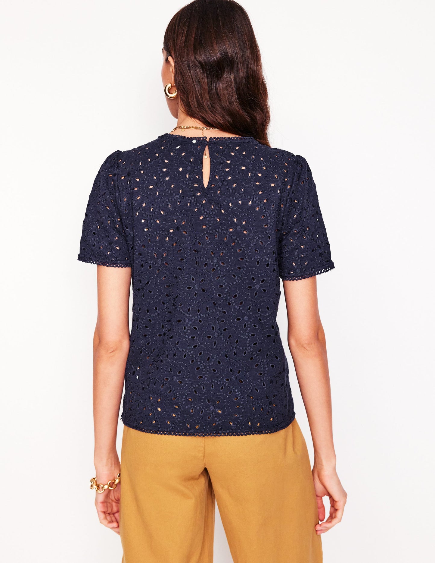 Edi Embroidered Top-Navy