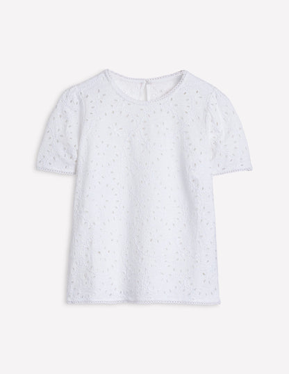 Edi Embroidered Top-White, Broderie