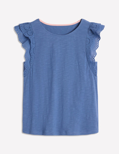 Belle Broderie Sleeve Top-Blue River