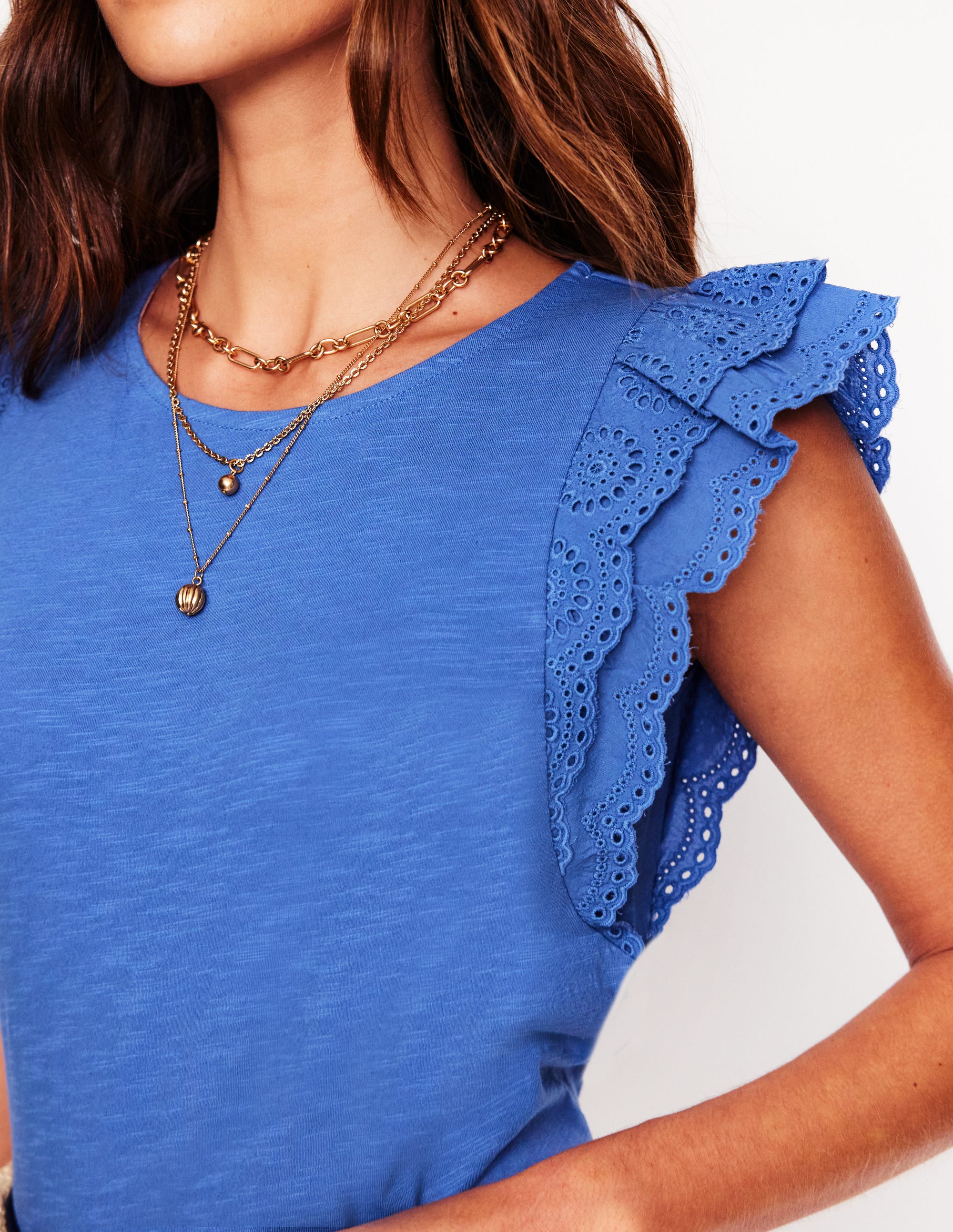 Belle Broderie Sleeve Top-Blue River - Image 2
