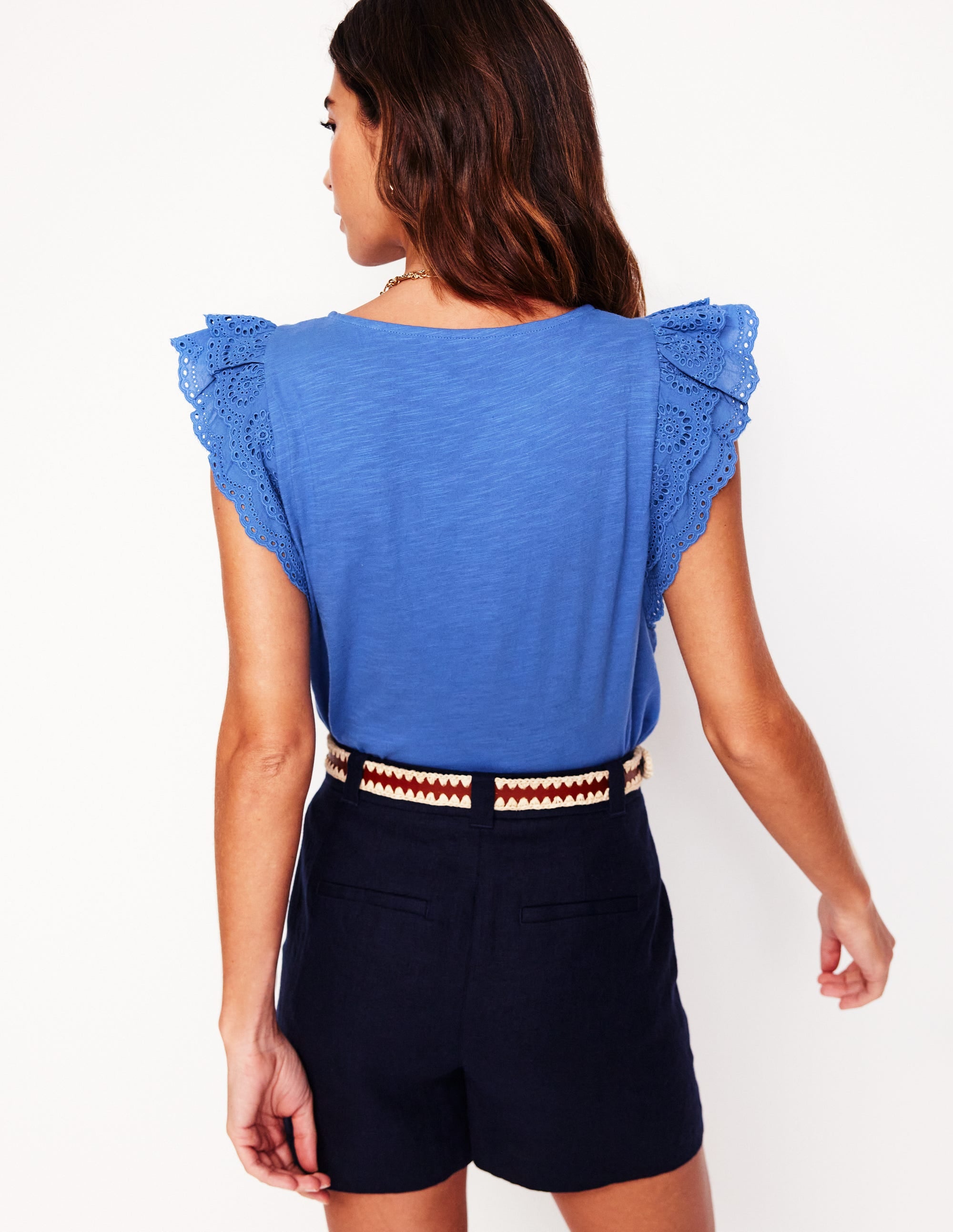 Belle Broderie Sleeve Top-Blue River - Image 3