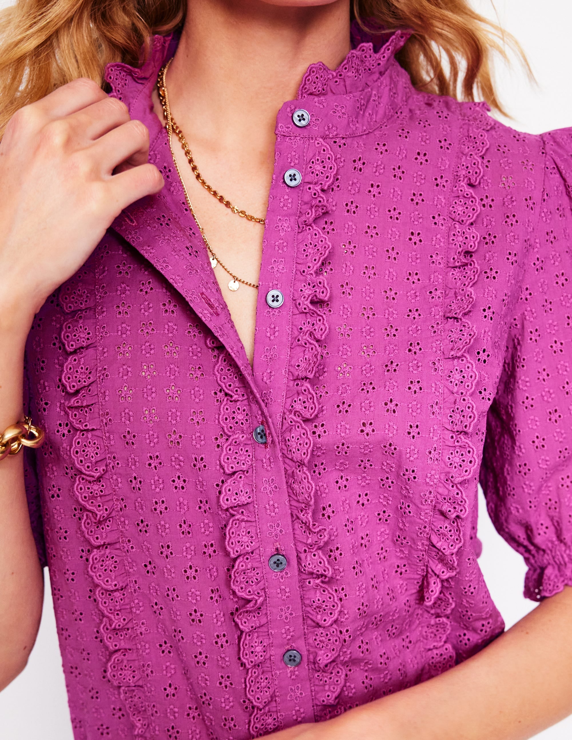 Feminine Cotton Blouse-Foxglove Purple - Image 3