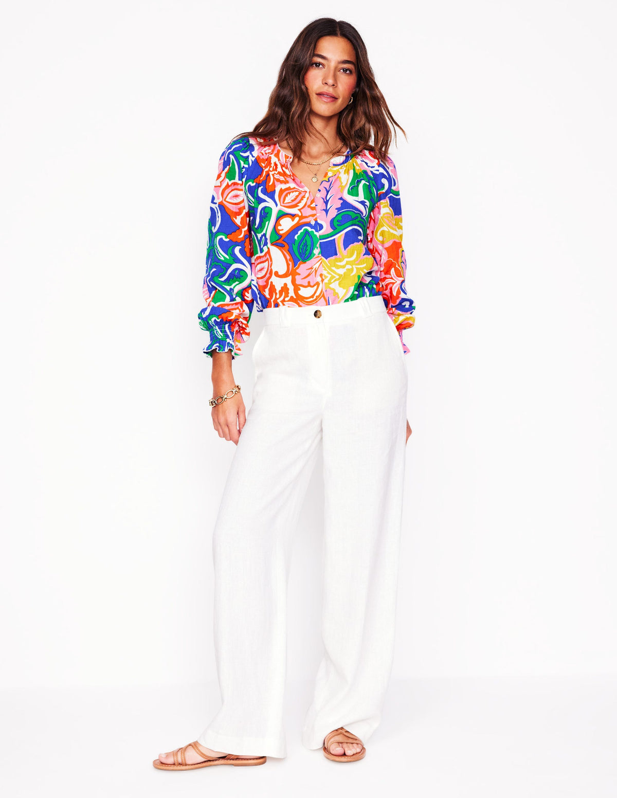 Evie Double Cloth Top-Multi, Foliage Twirl - Image 1