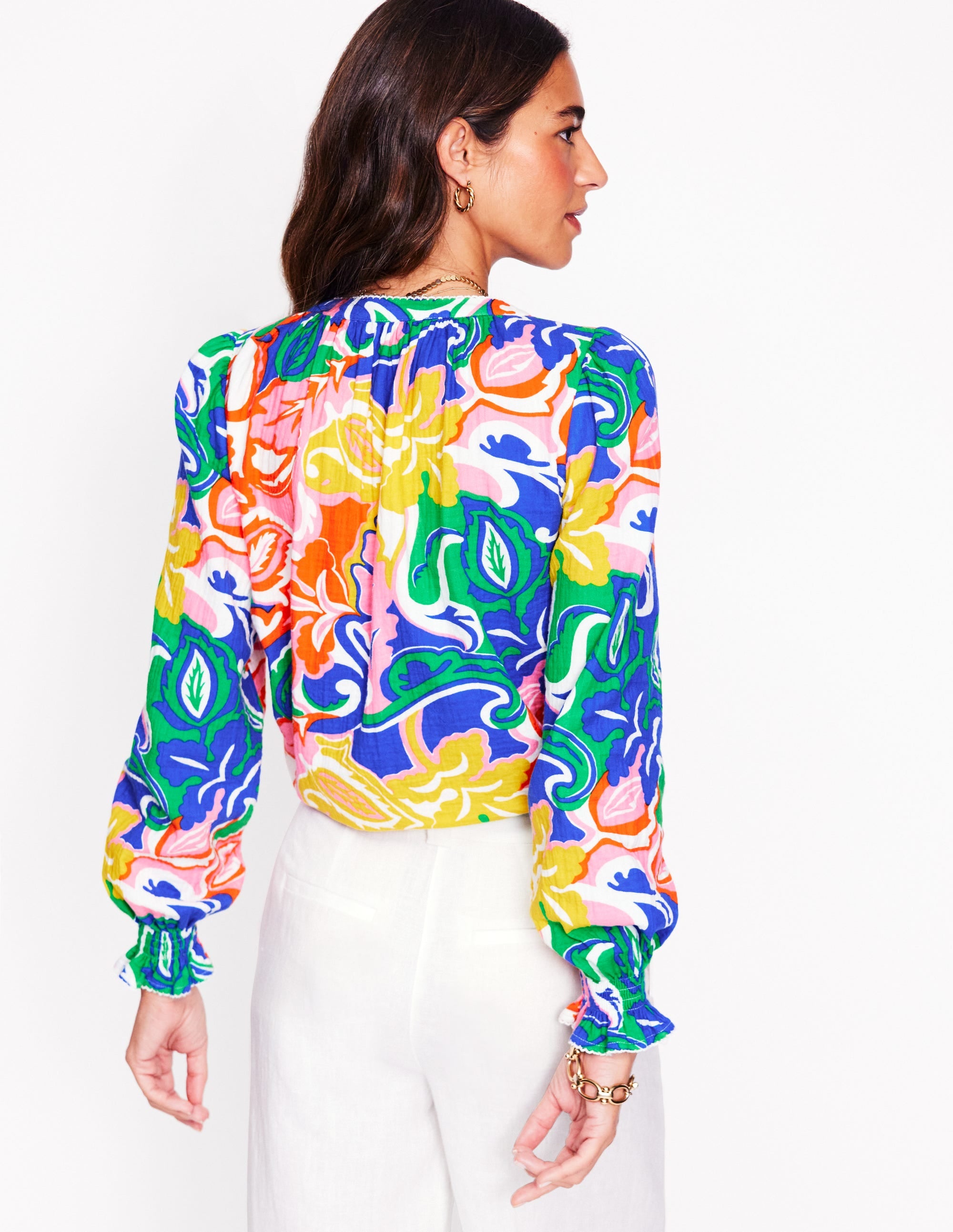 Evie Double Cloth Top-Multi, Foliage Twirl - Image 3