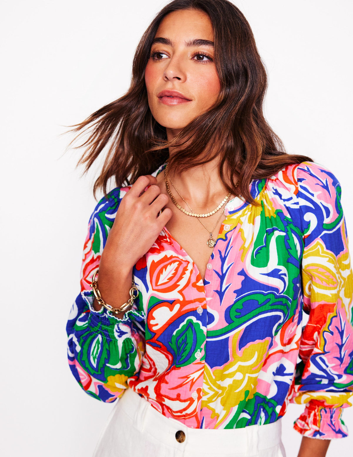 Evie Double Cloth Top-Multi, Foliage Twirl - Image 4