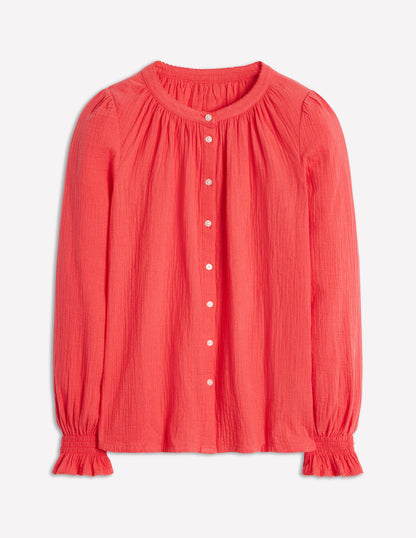 Evie Double Cloth Top-Jam Red