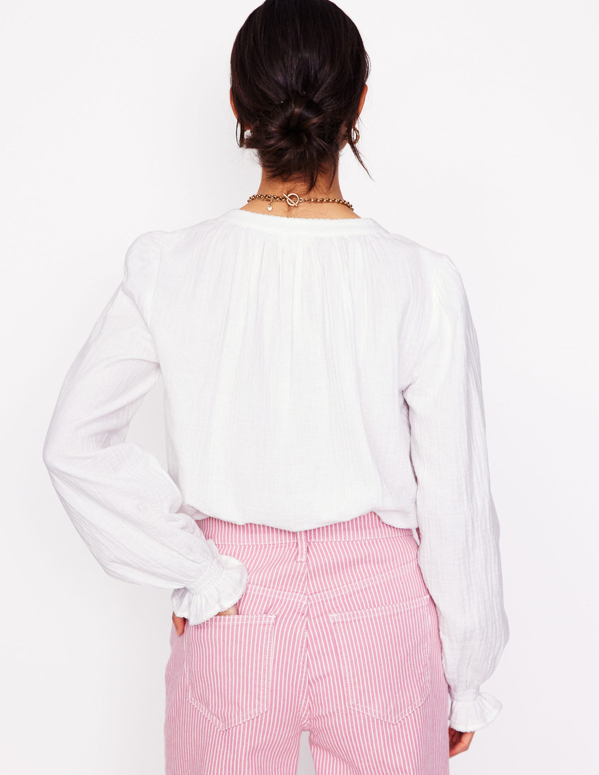 Evie Double Cloth Top-White - Image 3