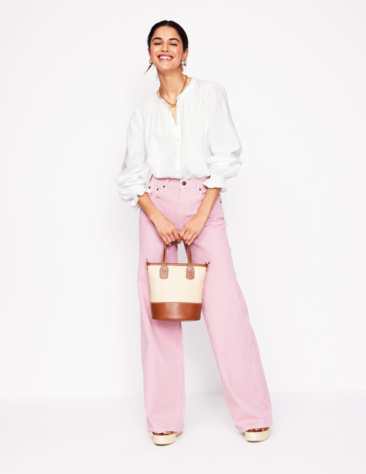 Evie Double Cloth Top-White - Image 4