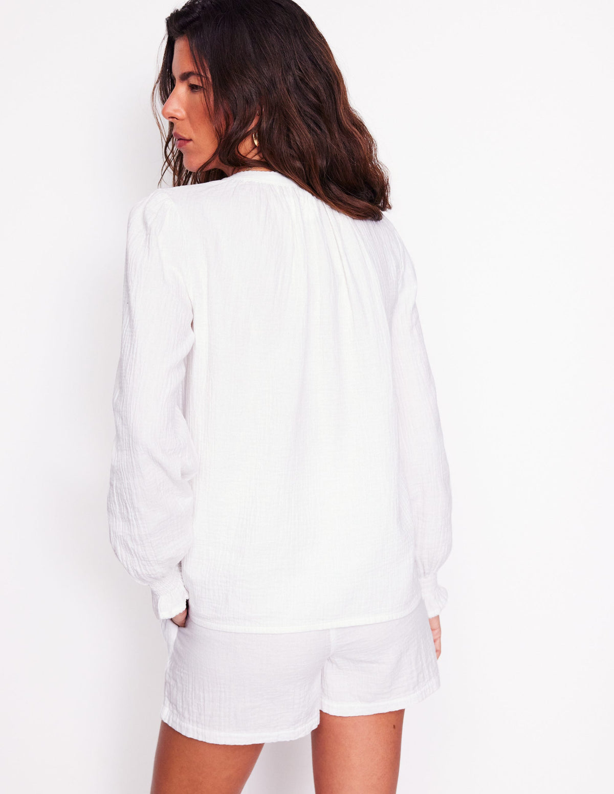 Evie Double Cloth Top-White, Red Embroidery - Image 6
