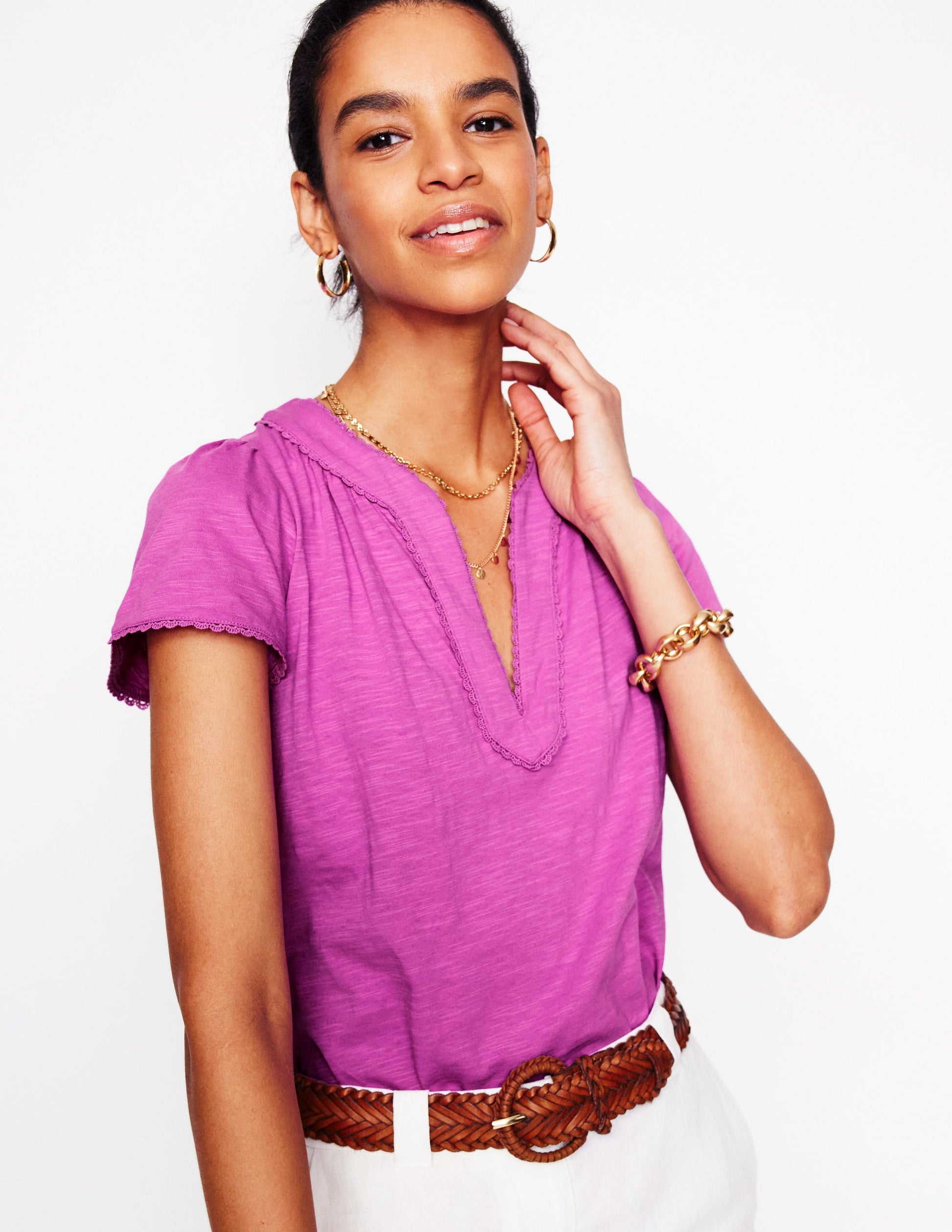 Ava Short Sleeve Top-Radiant Orchid-5