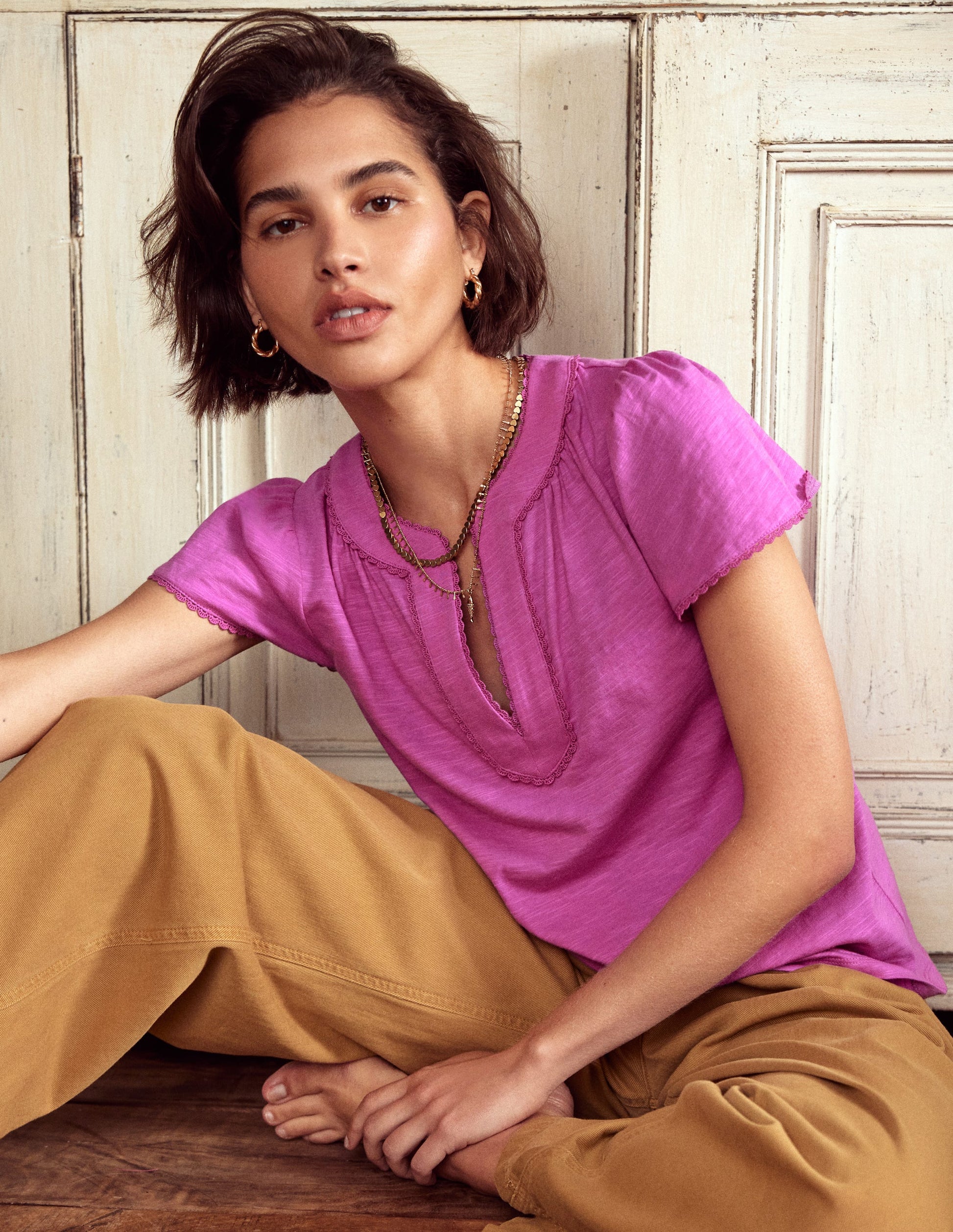 Ava Short Sleeve Top-Radiant Orchid-1