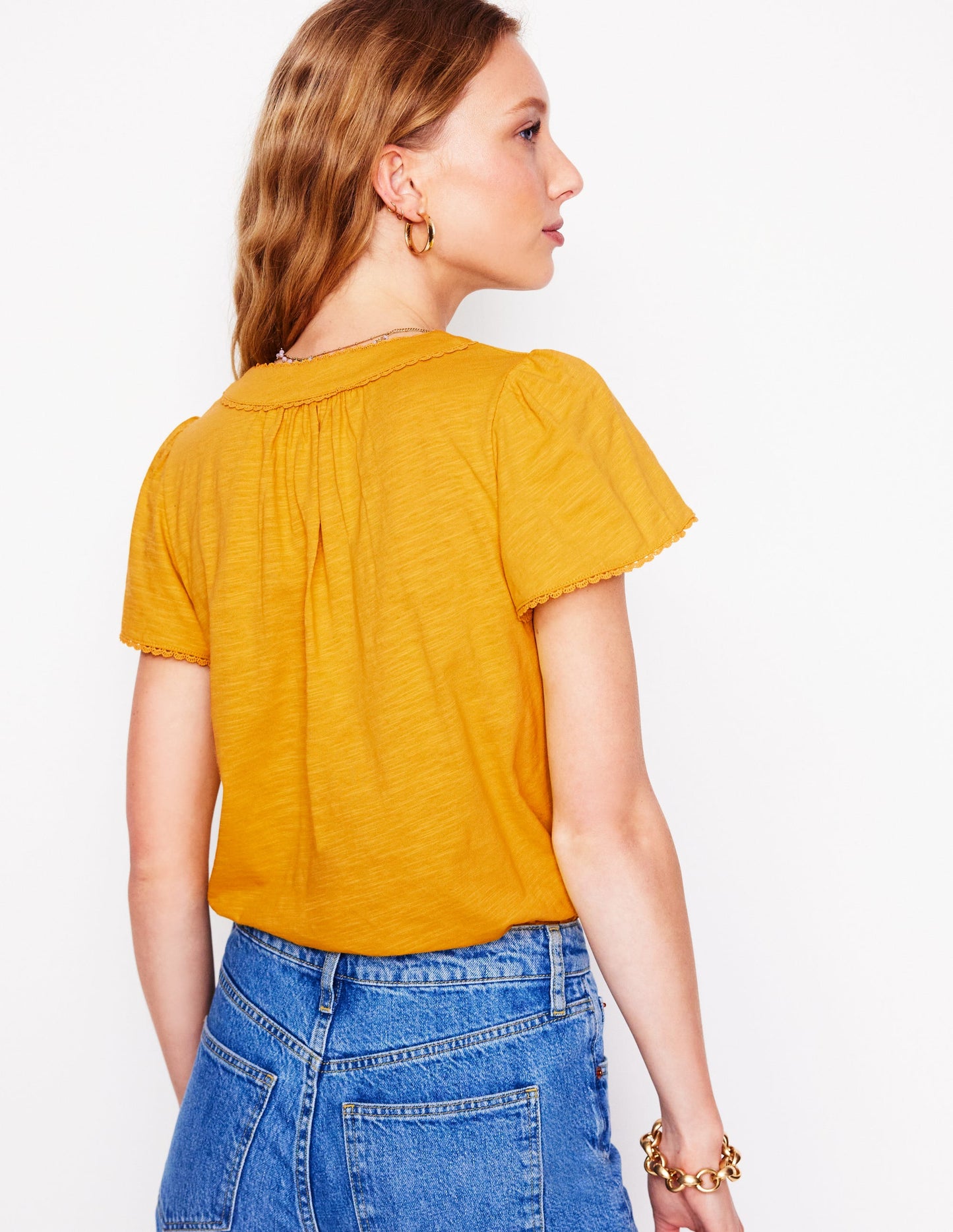 Ava Short Sleeve Top-Honey Yellow