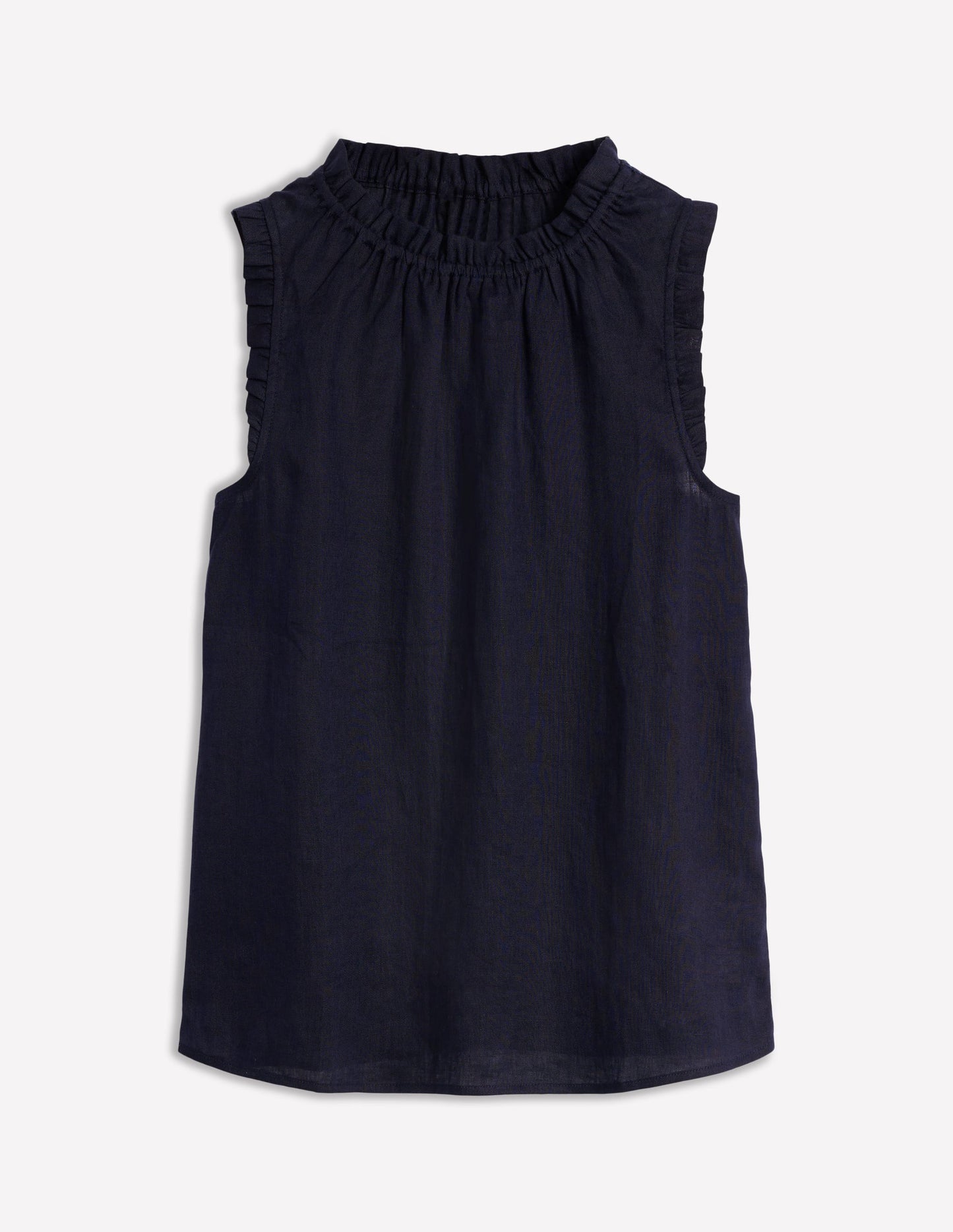 Sophie Ruffle Linen Top-Navy