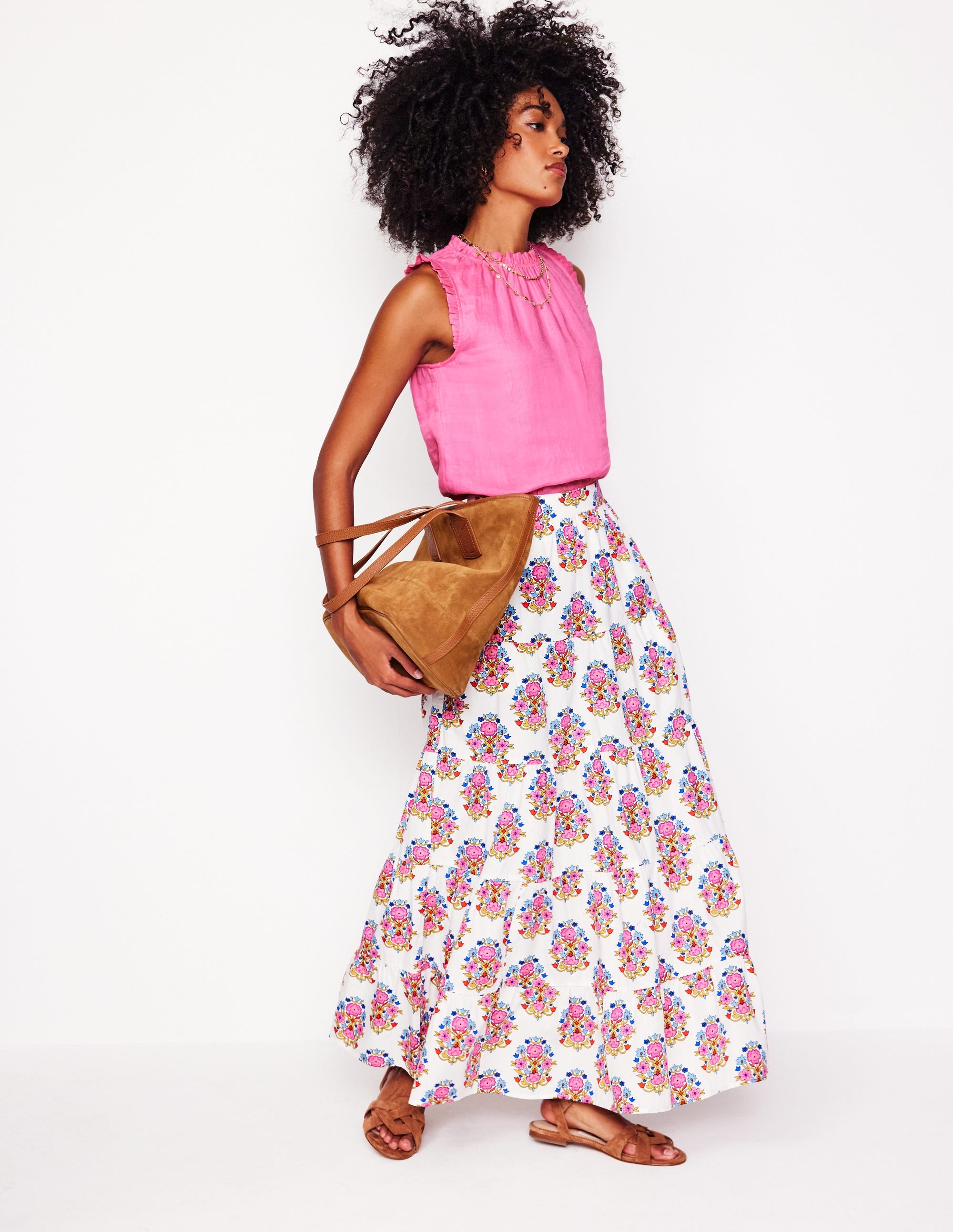 Sophie Ruffle Linen Top-Pink Rose - Image 5