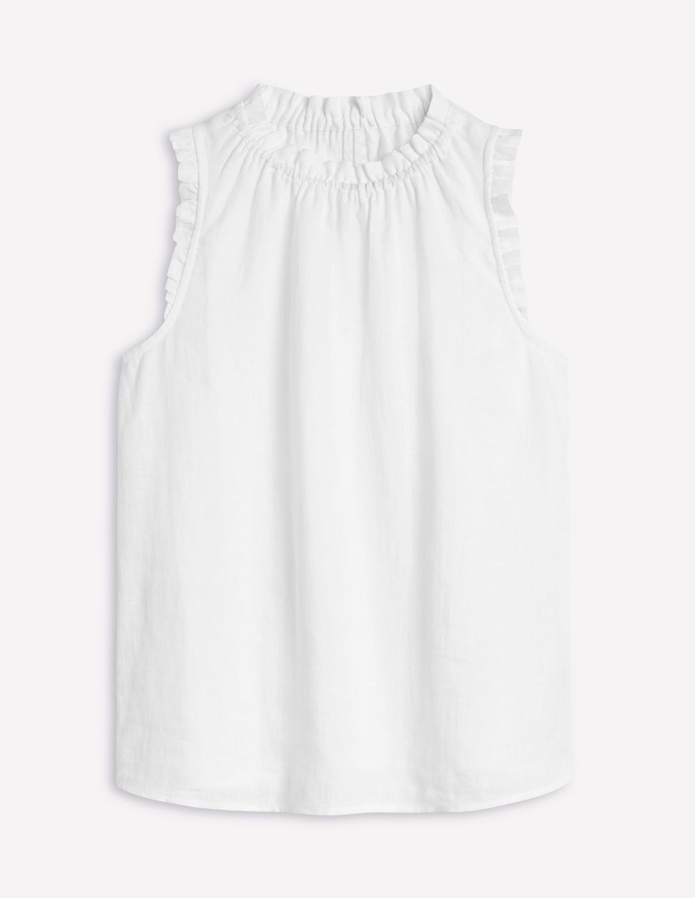 Sophie Ruffle Linen Top-White