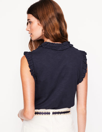 Lola Sleeveless Top-Navy