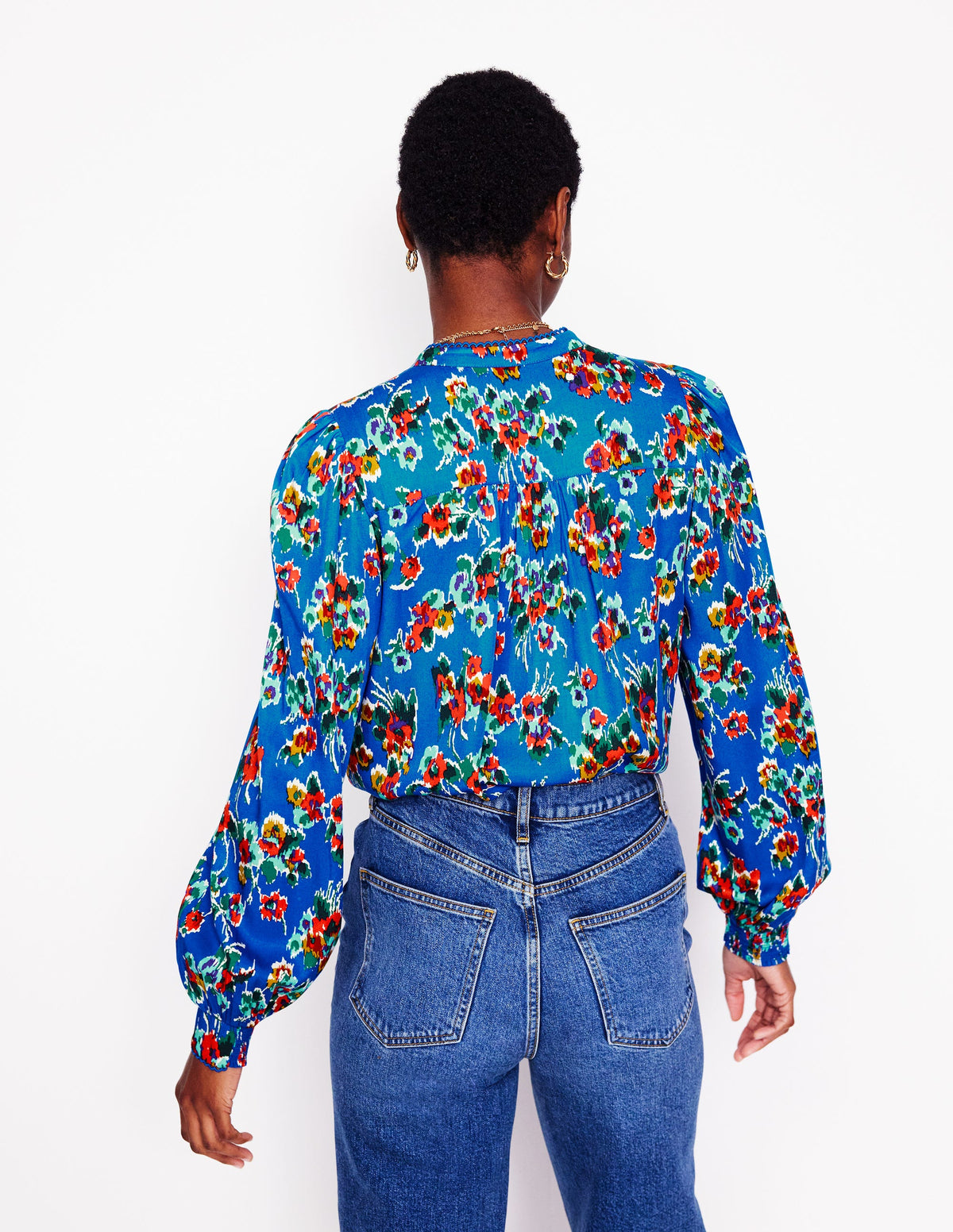 Ara Long Sleeve Top-Gallery Blue, Abstract Posy - Image 4