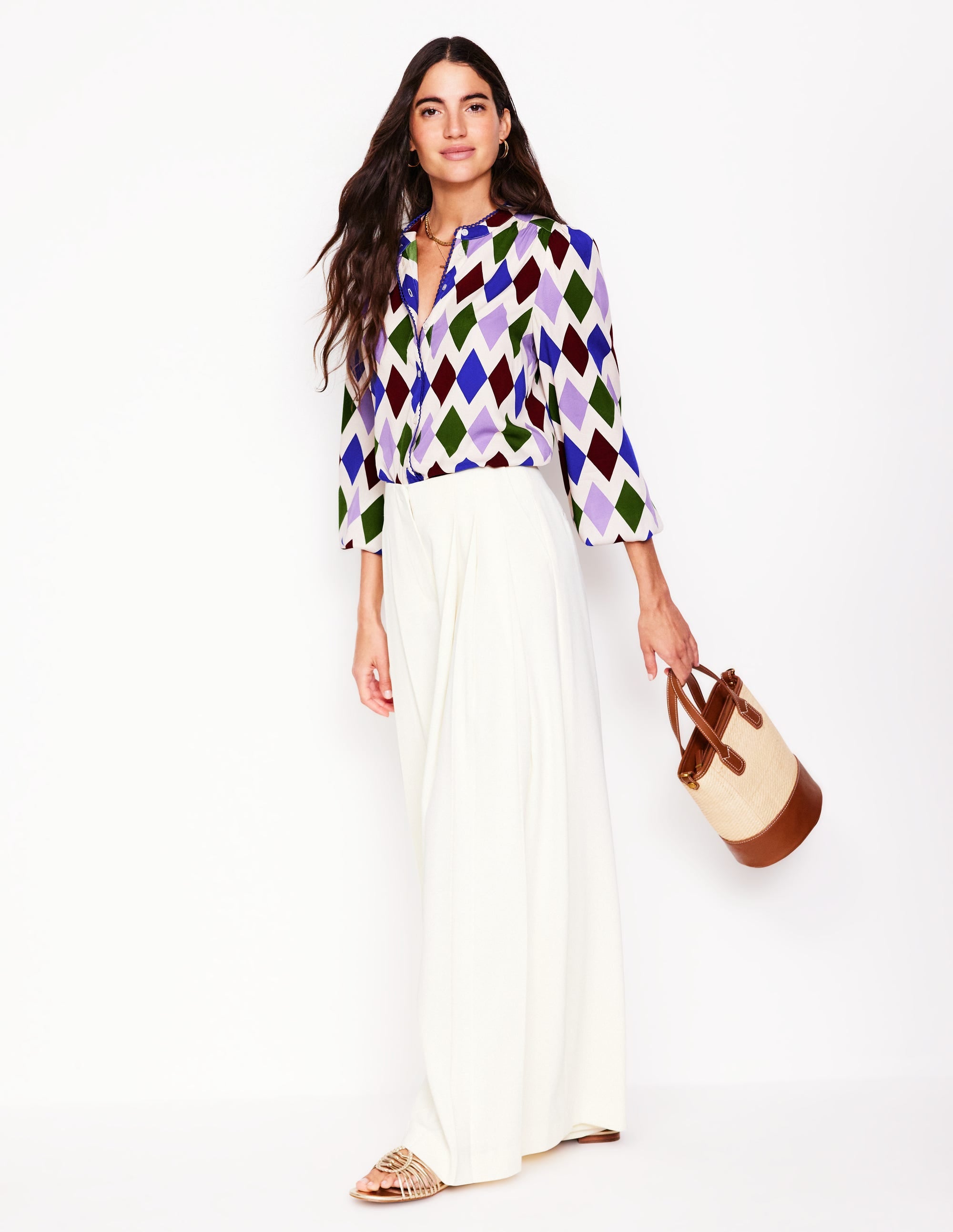 Ara Long Sleeve Top-Multi, Diamond Stripe - Image 4