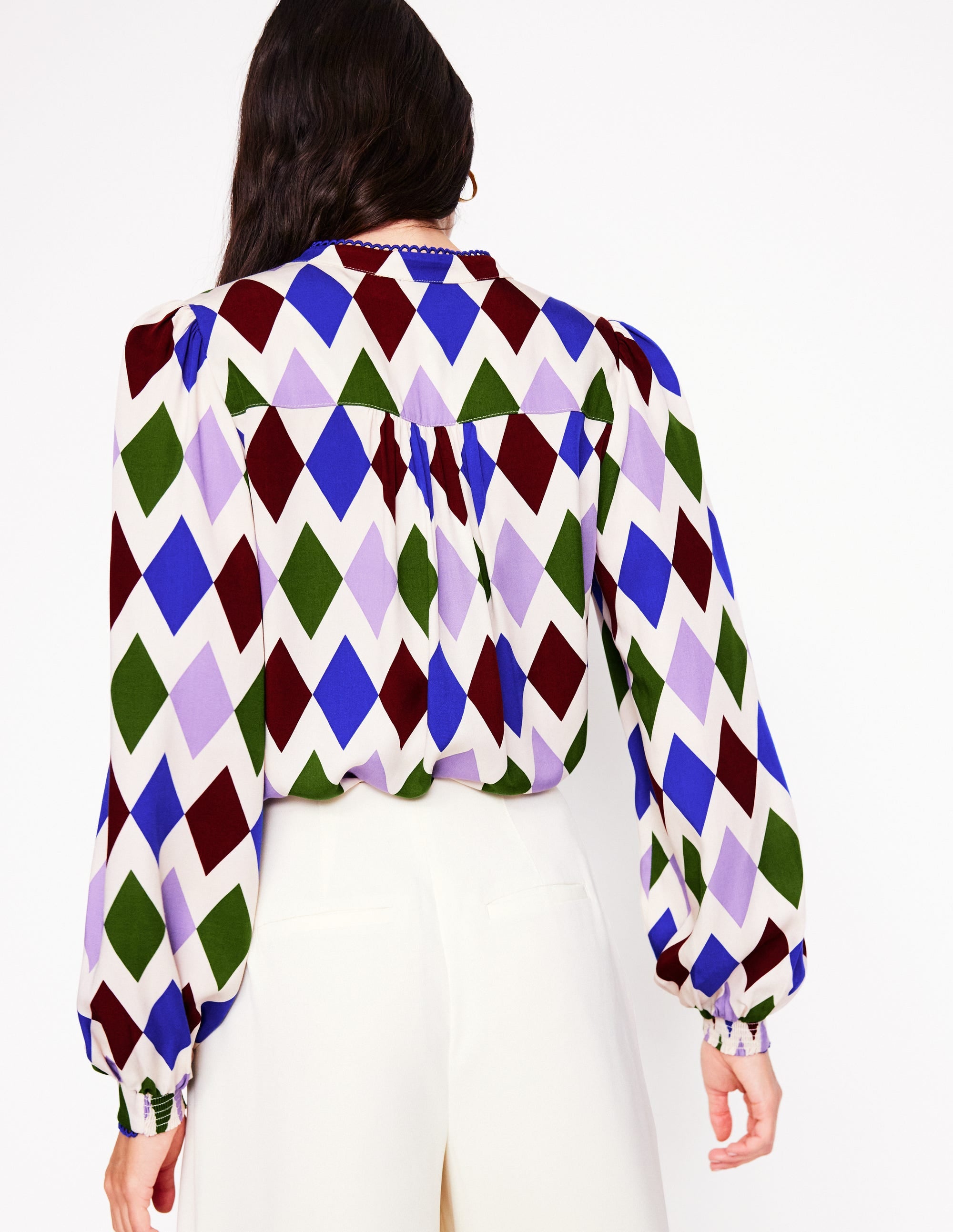 Ara Long Sleeve Top-Multi, Diamond Stripe - Image 6