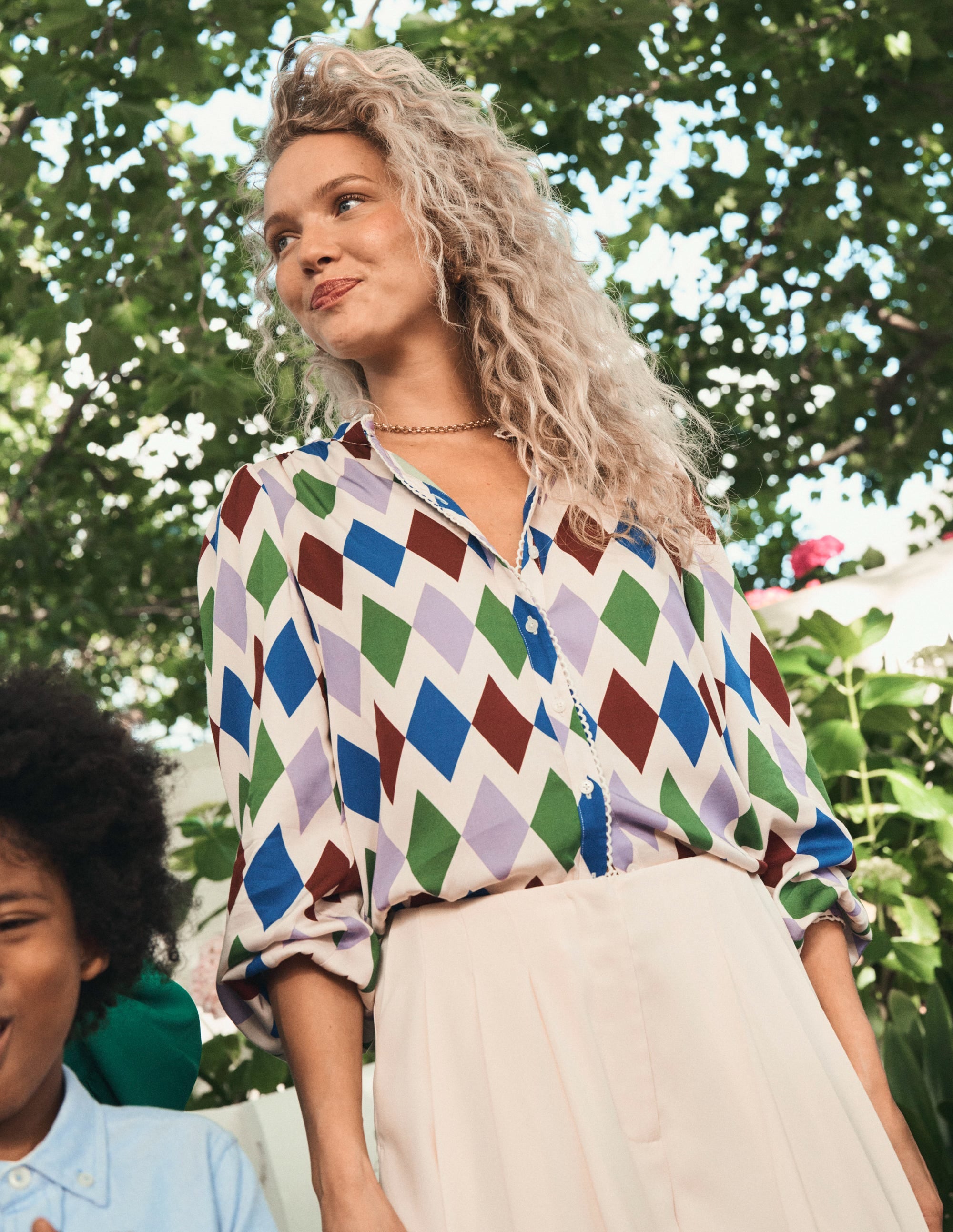 Ara Long Sleeve Top-Multi, Diamond Stripe - Image 3
