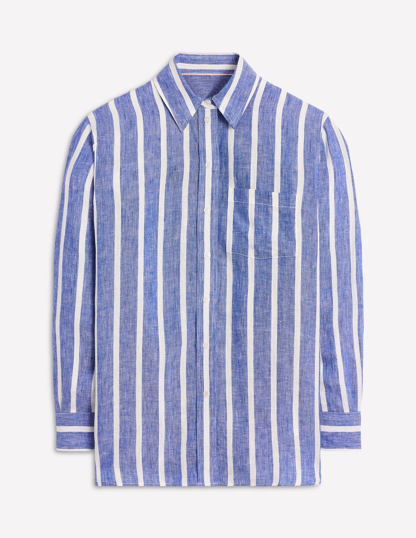 Sadie Relaxed Linen Shirt-Bright Blue Woven Breton