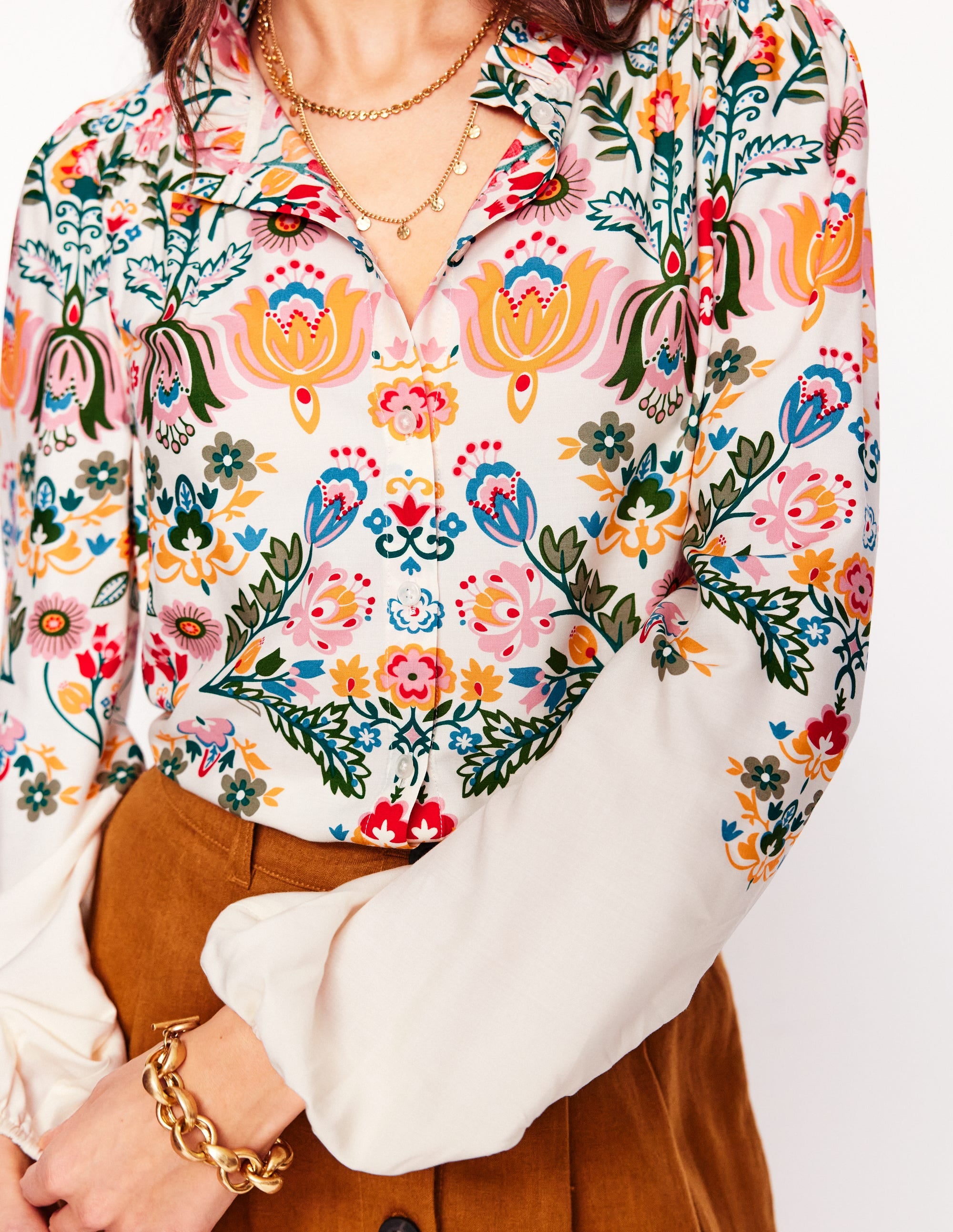 Ruffle Collar Blouse-Ivory, Tulip Fusion - Image 3