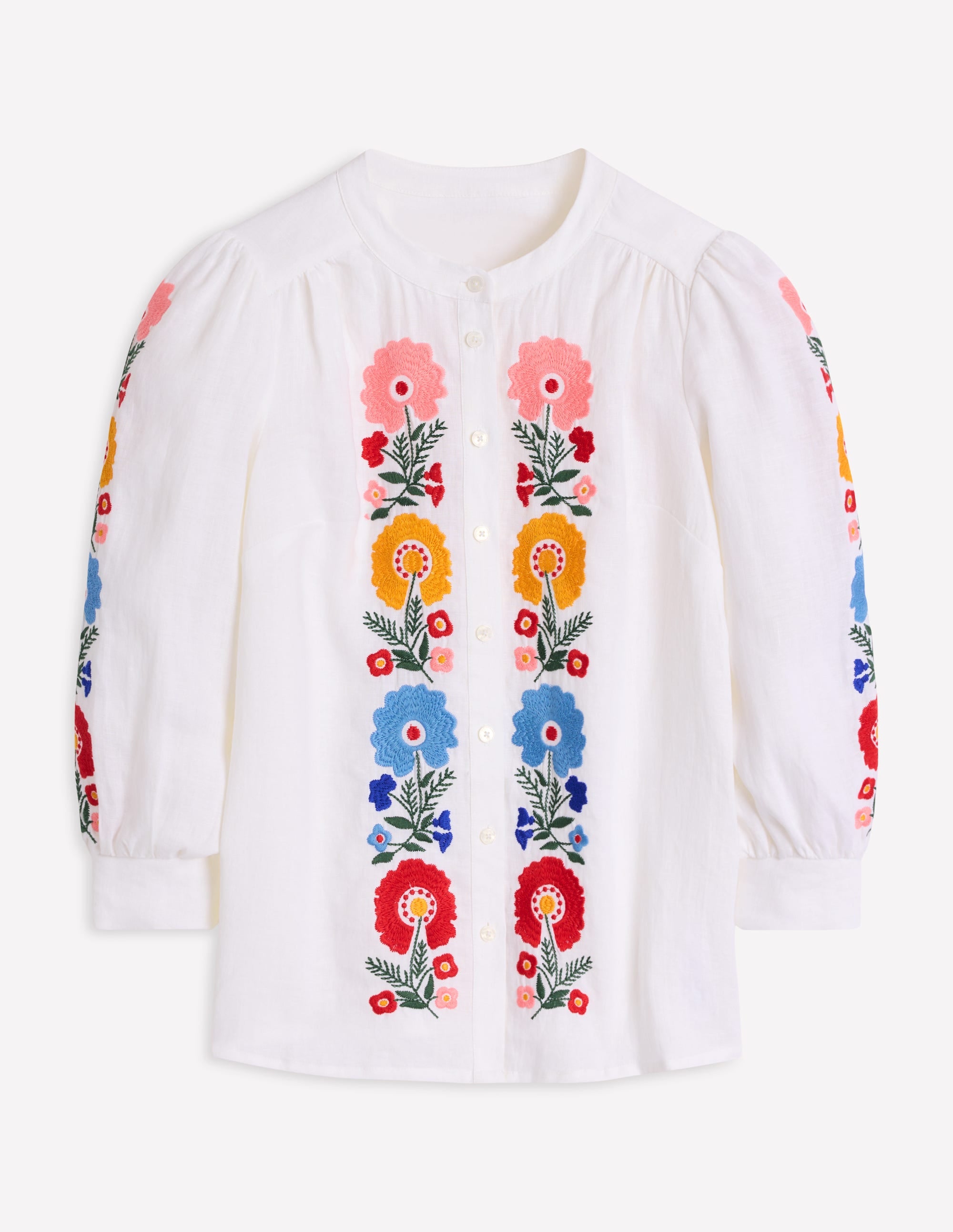 Alicia Linen Top-White, Floral Embroidery - Image 11