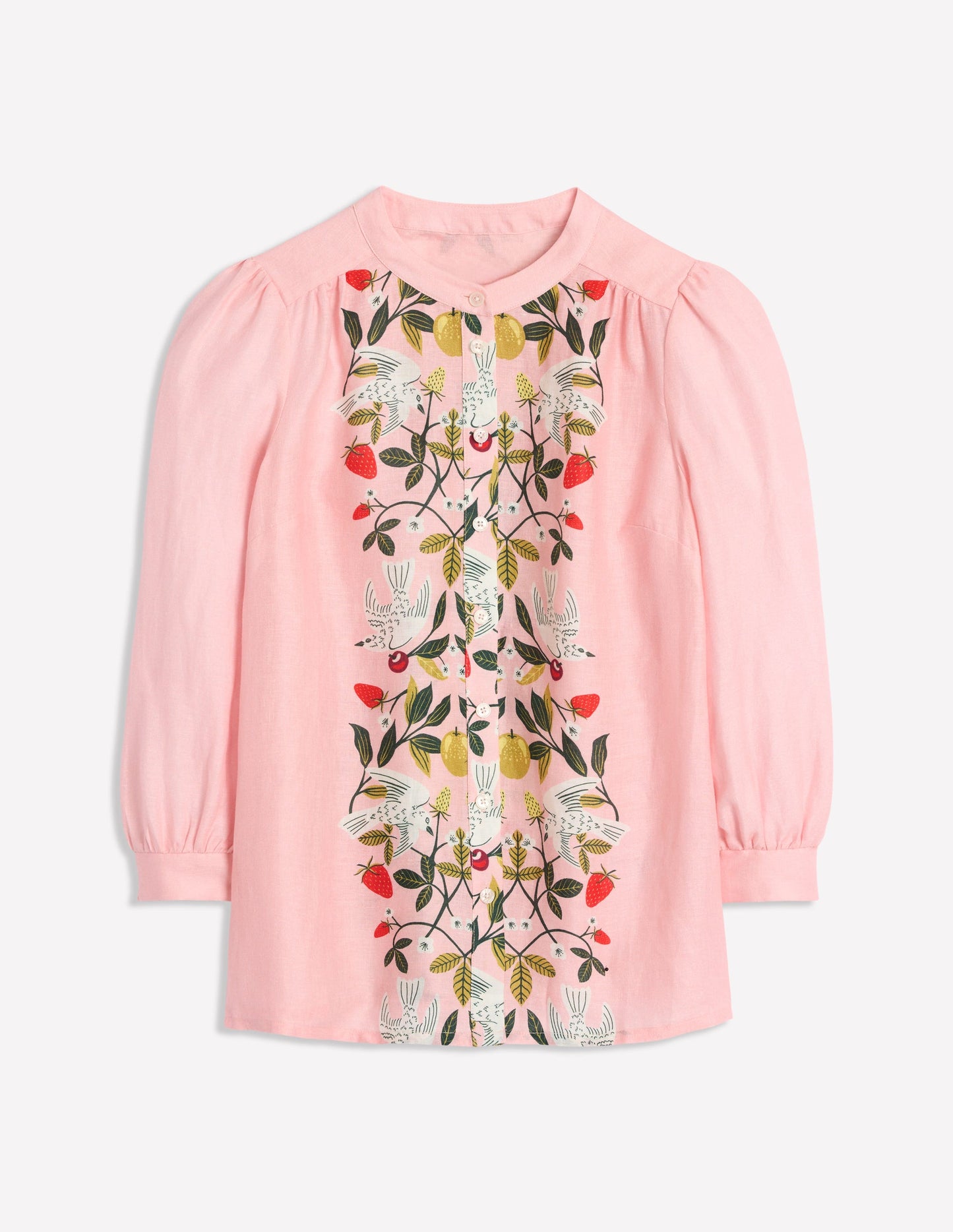 Alicia Linen Top-Provence Pink, Bird Paradise