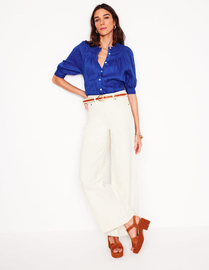 Bea Linen Top-Bright Blue