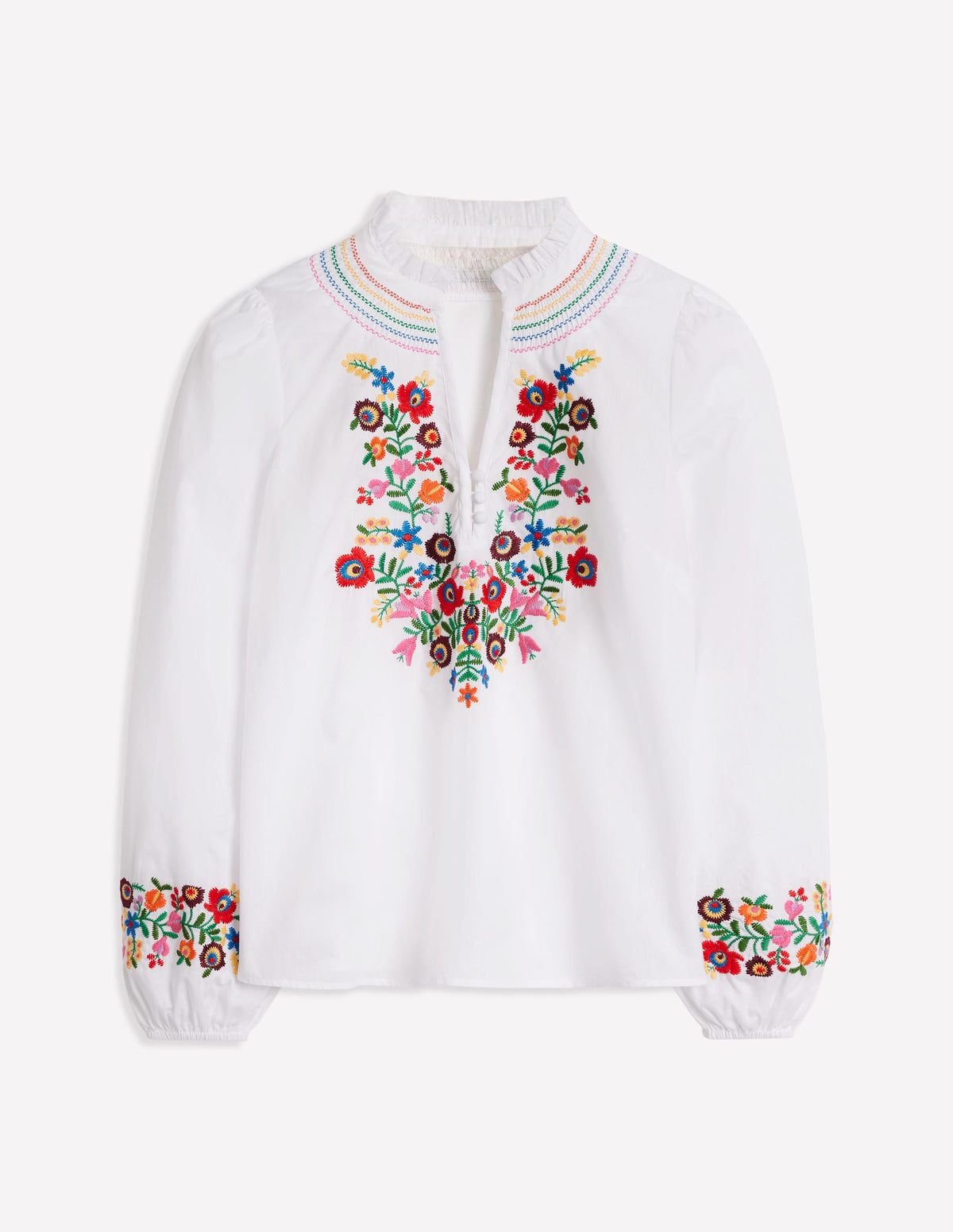 Embroidered Cotton Top-White, Multi Embroidery - Image 7