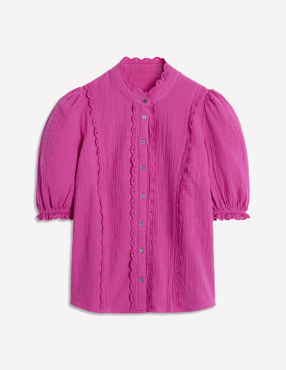 Scallop Double Cloth Top-Cosmos Pink