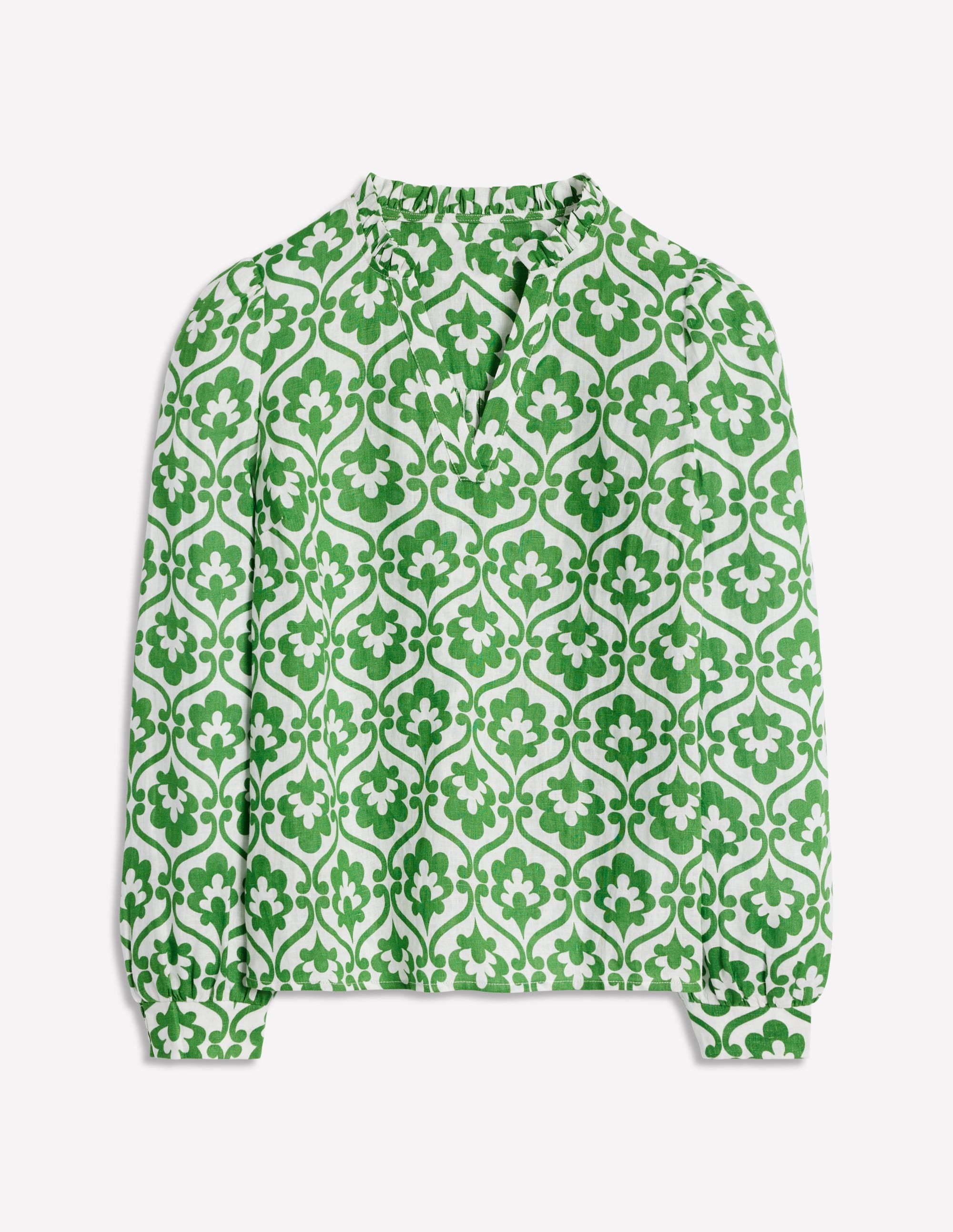 Grace Linen Top-Paradise Green, Ivy Trellis - Image 5