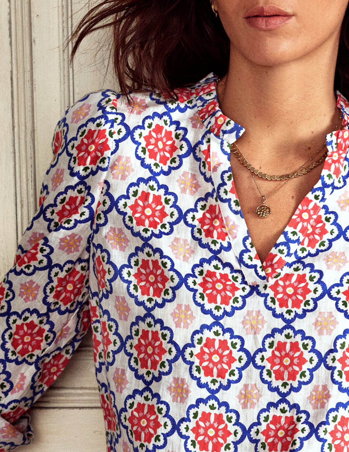 Grace Linen Top-Ivory, Bloom Geo - Image 6