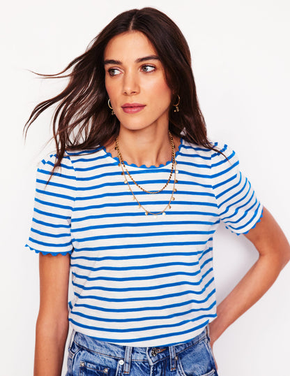 Ali Ricrac T-shirt-Ivory, Gallery Blue