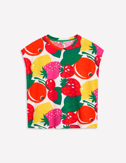 Louisa Printed Slub T-Shirt-Multi, Summer Fruits