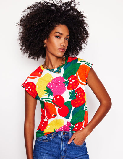 Louisa Printed Slub T-Shirt-Multi, Summer Fruits