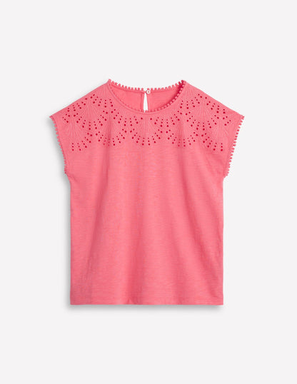 Anya Broderie T-shirt-Azalea Pink