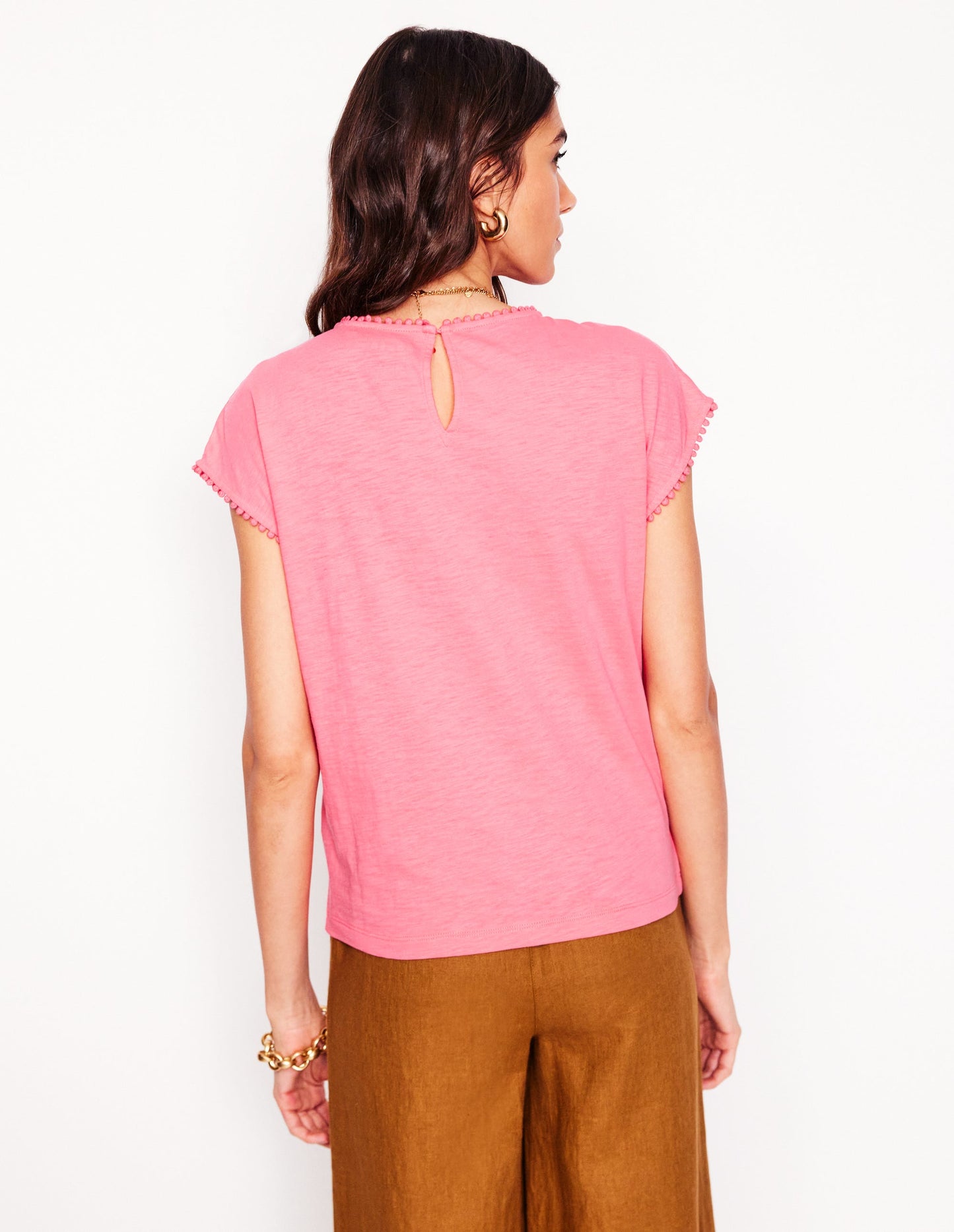 Anya Broderie T-shirt-Azalea Pink