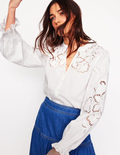 Cutwork Embroidered Blouse-White