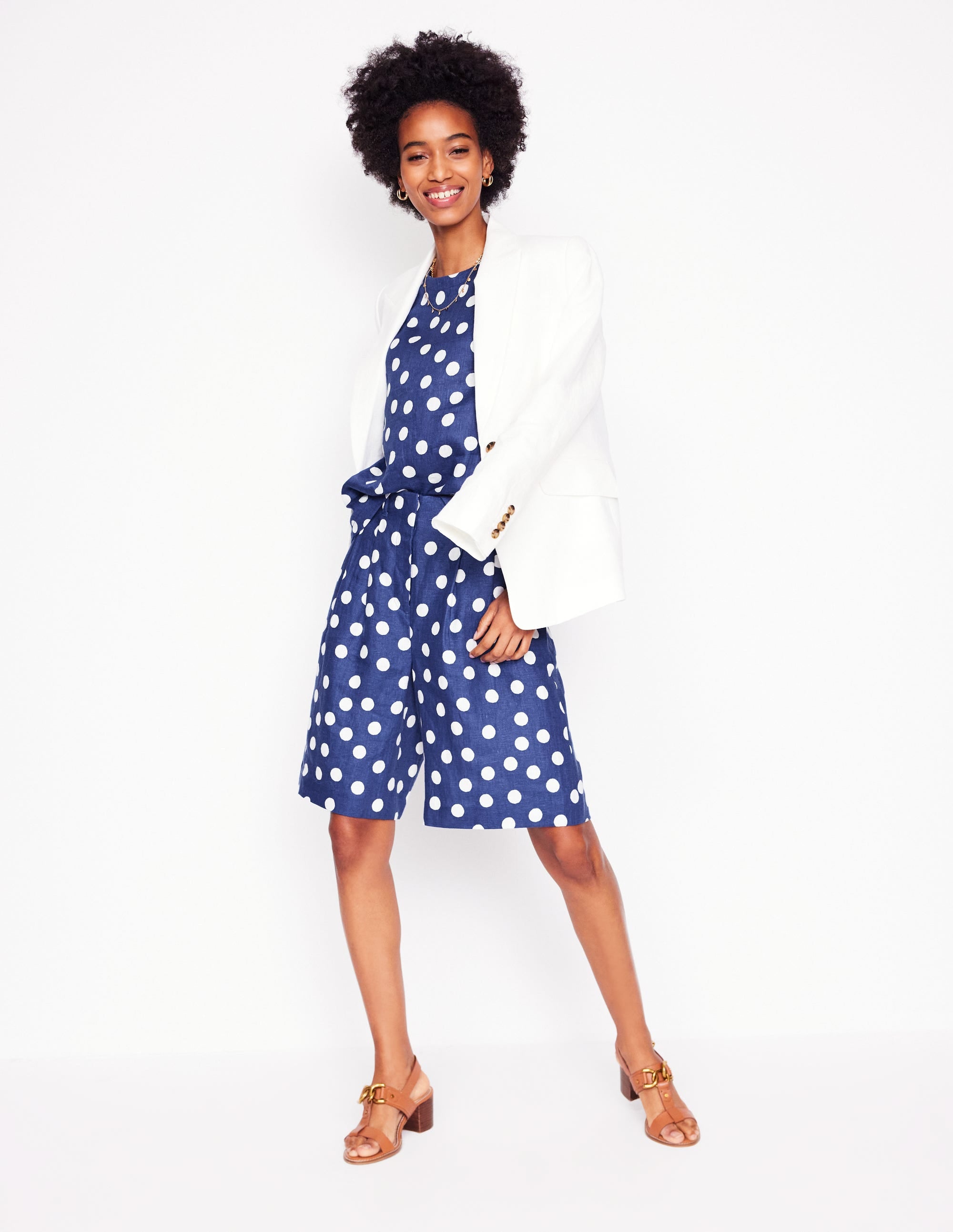 Linen Shell Top-Starboard Blue, Painted Dot - Image 3